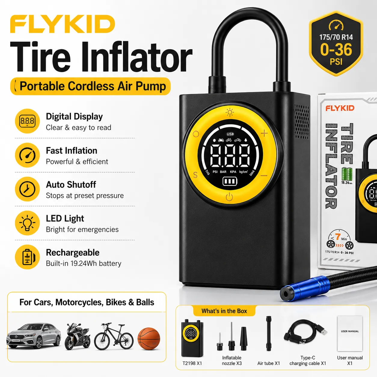FLYKID Tire Inflator T2198