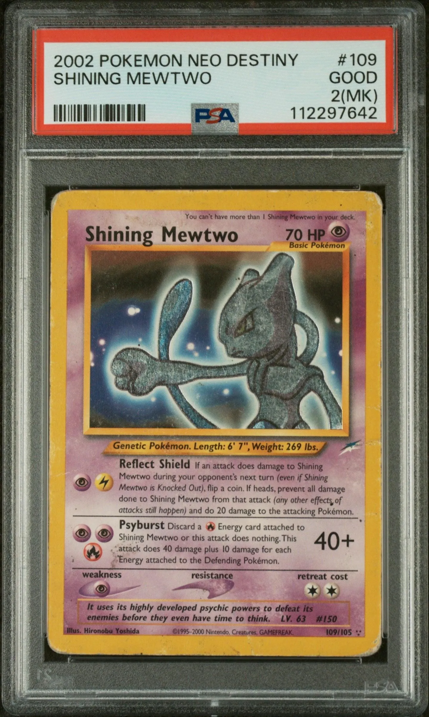 2002 Pokemon Neo Destiny Shining Mewtwo 2 PSA #109