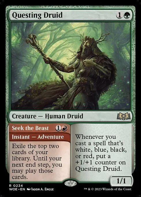 WOE, Questing Druid // Seek the Beast, Standard, 234, R, Near Mint, (Foil), EN