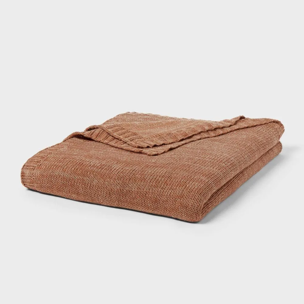 New without box - Full/Queen Knit Blanket Brown - Threshold