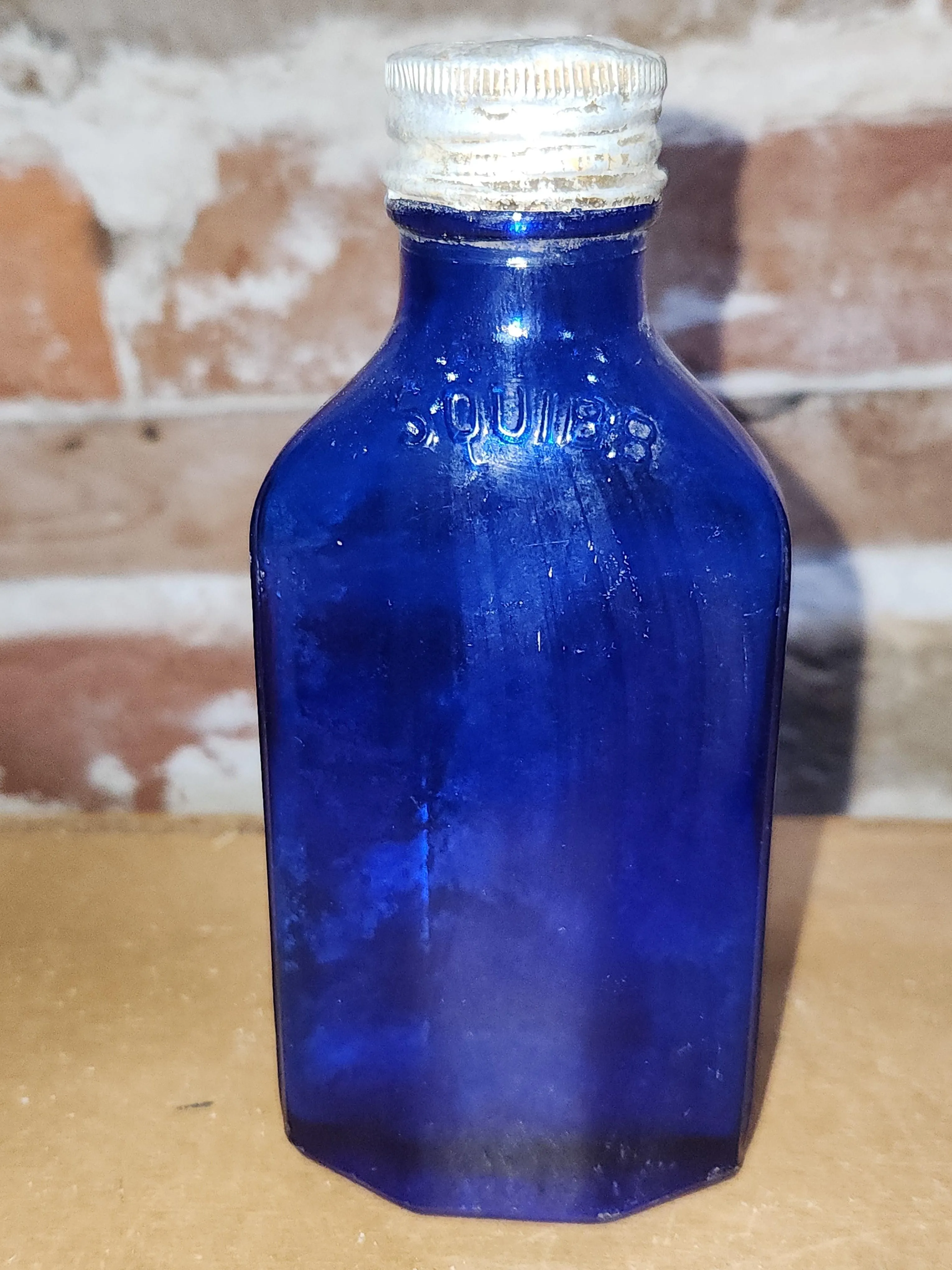 Vintage Medicine Bottle Squibb and Sons Cobalt Blue Glass. Pat. June 30, 1925 vb9