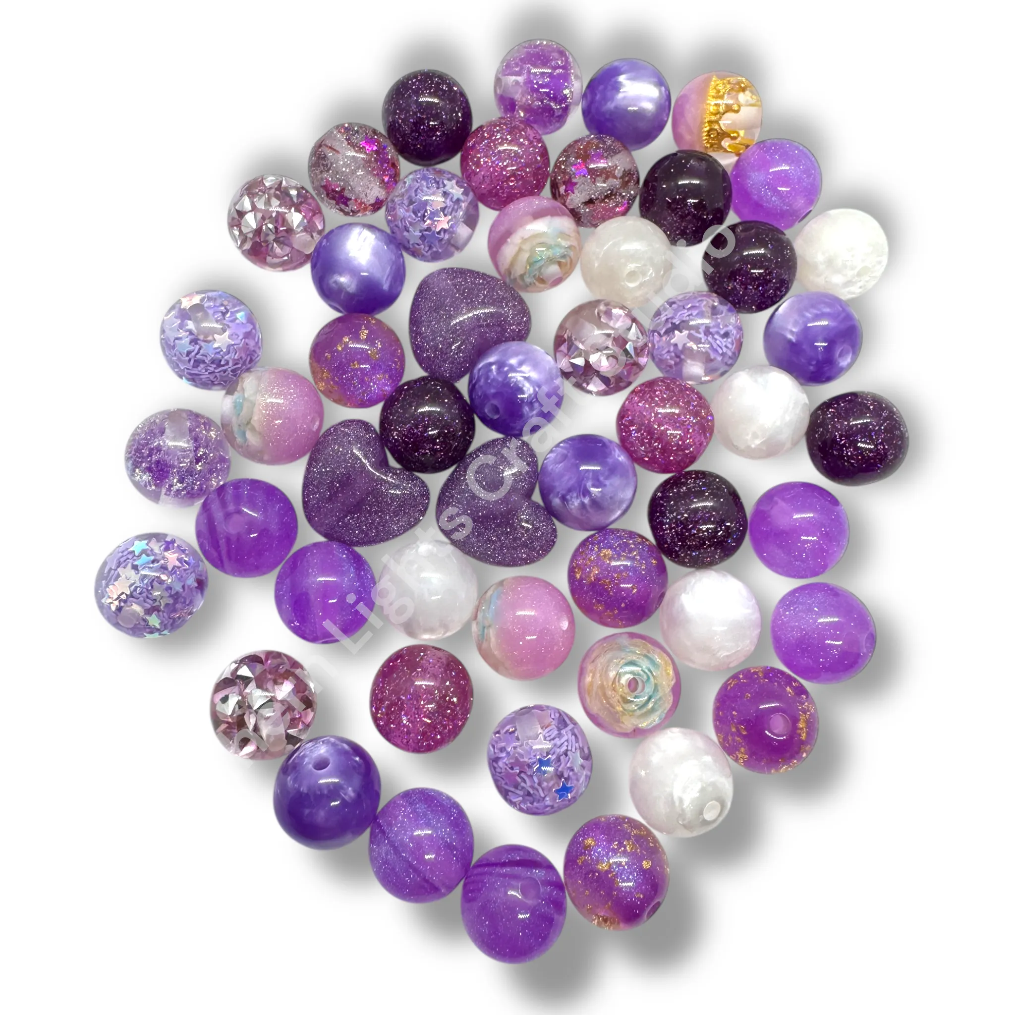 Purple Premium Bead 16mm Resin Mix -20 pc.