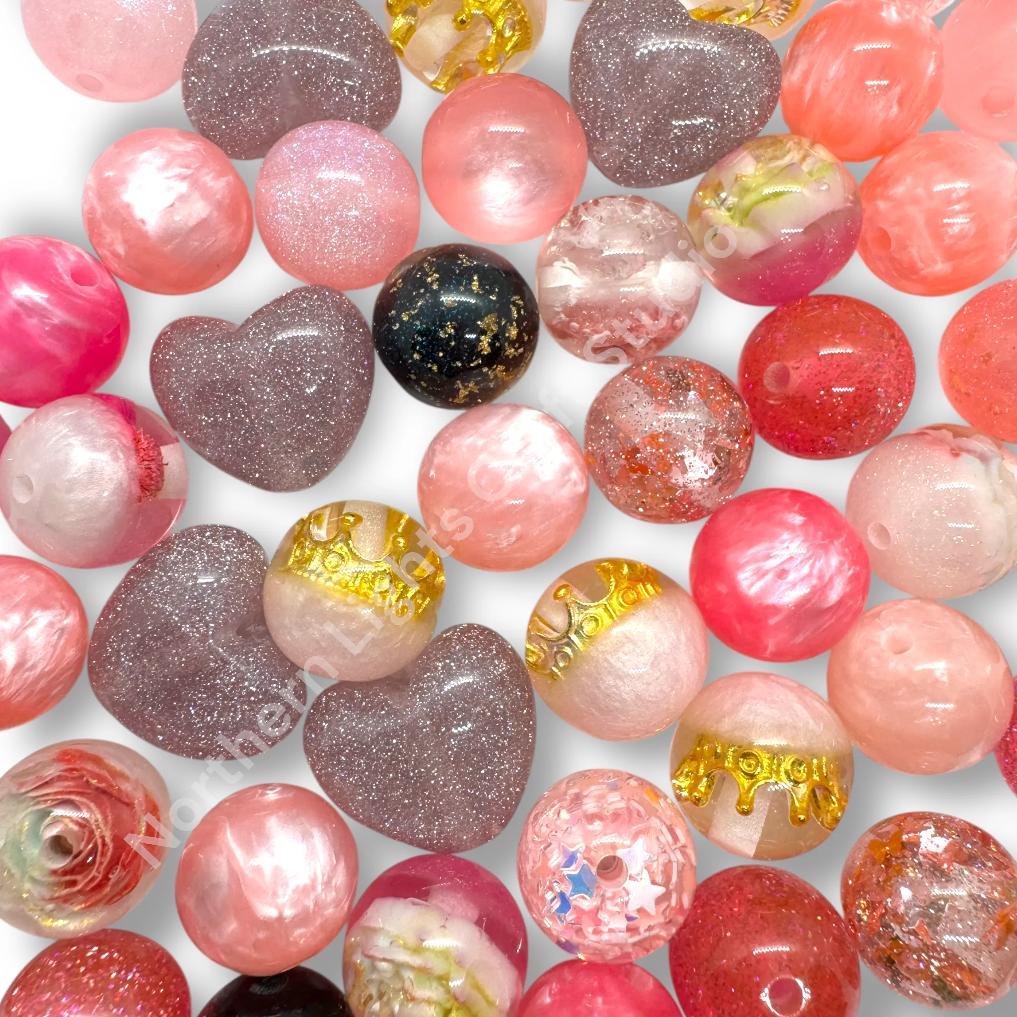 Pink Premium Bead 16mm Resin Mix -20 pc.