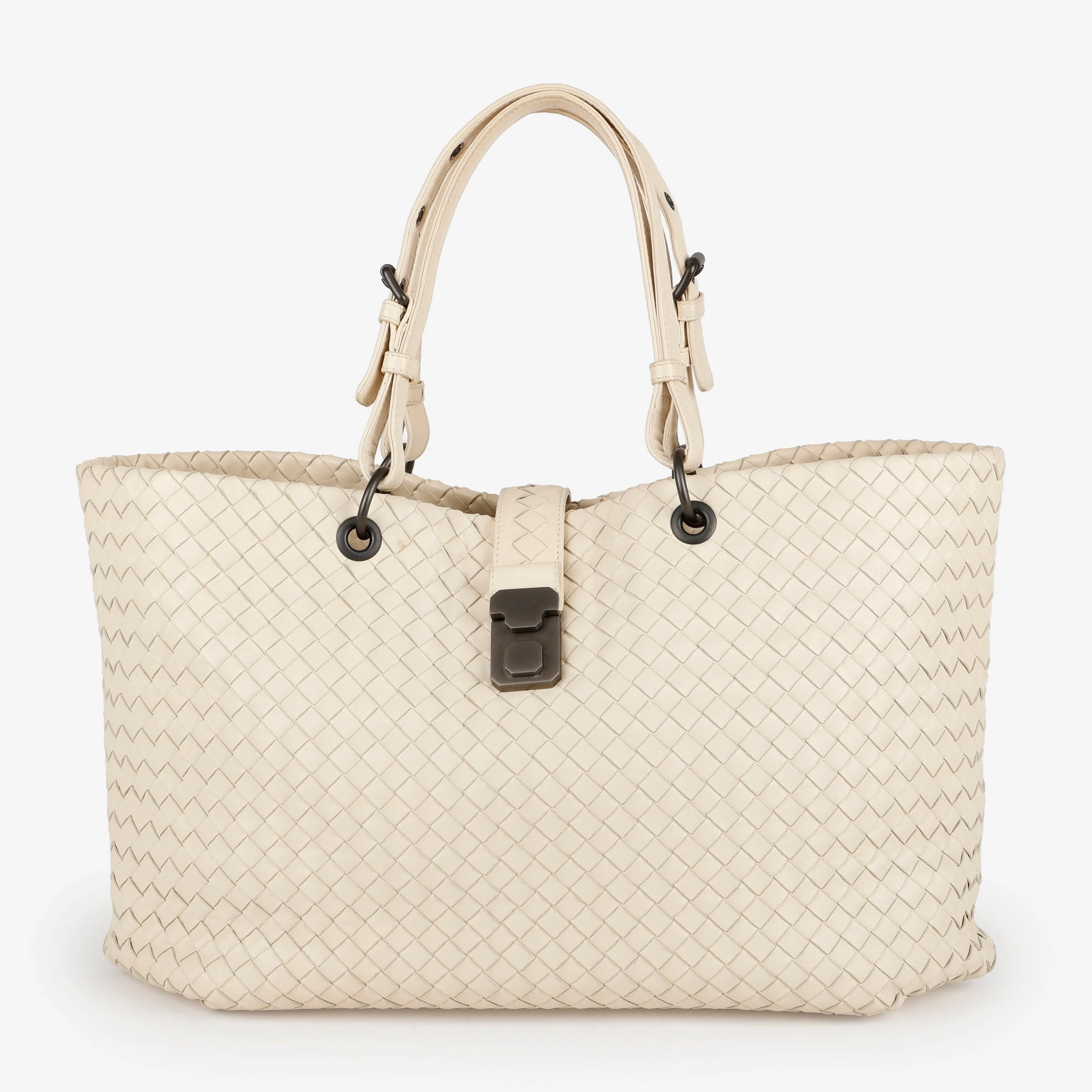 Cream Intercciato Roman Tote