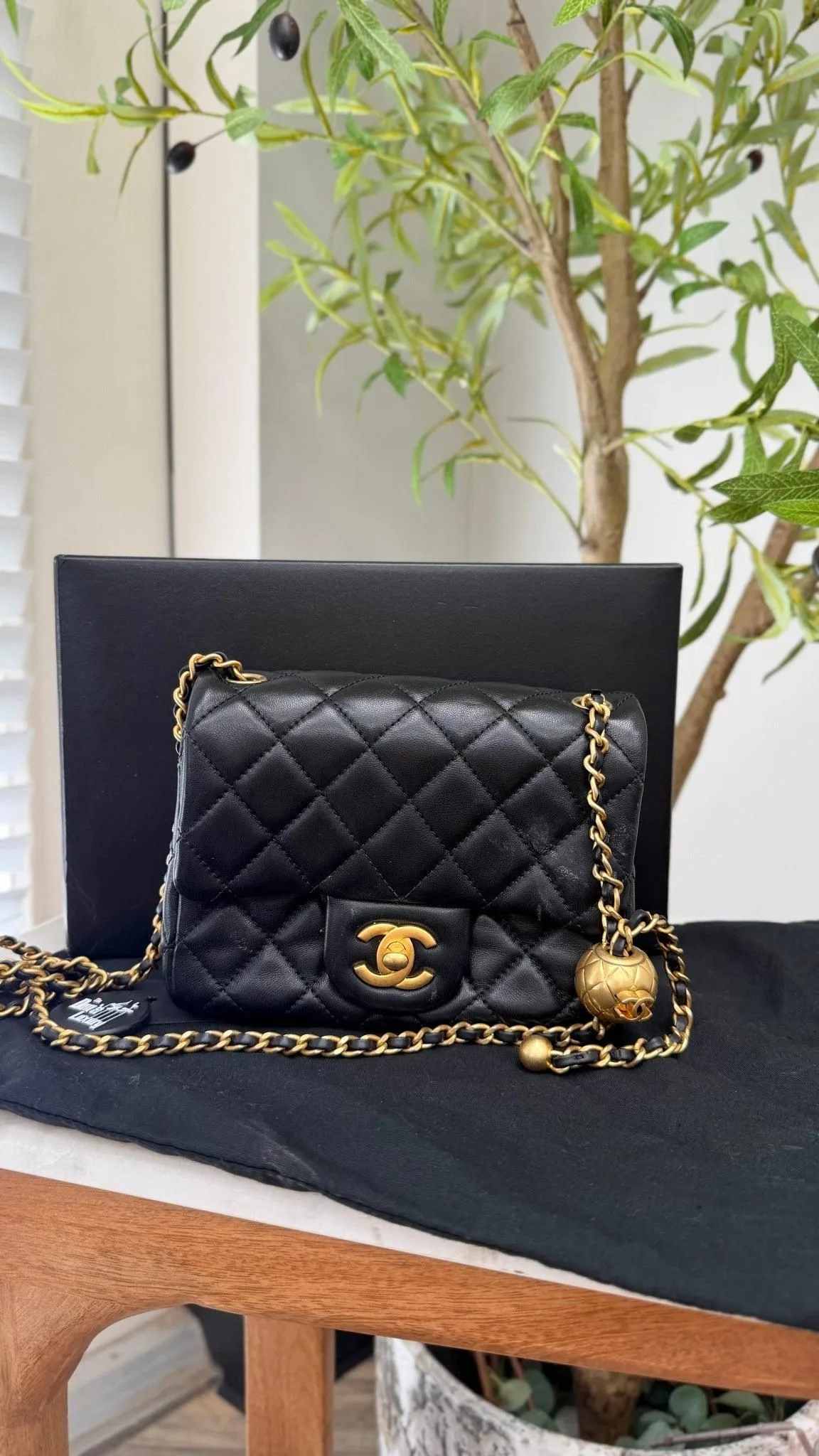 Chanel Black Quilted Lambskin Mini Flap Pearl Crush Bag