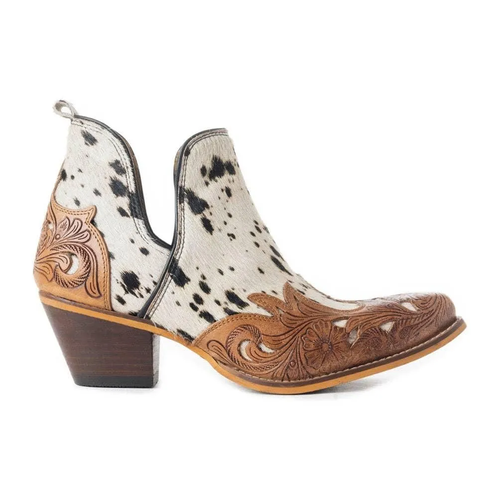 Myra Bag - West Street Western Hand-Tooled Booties: Black And White / 10