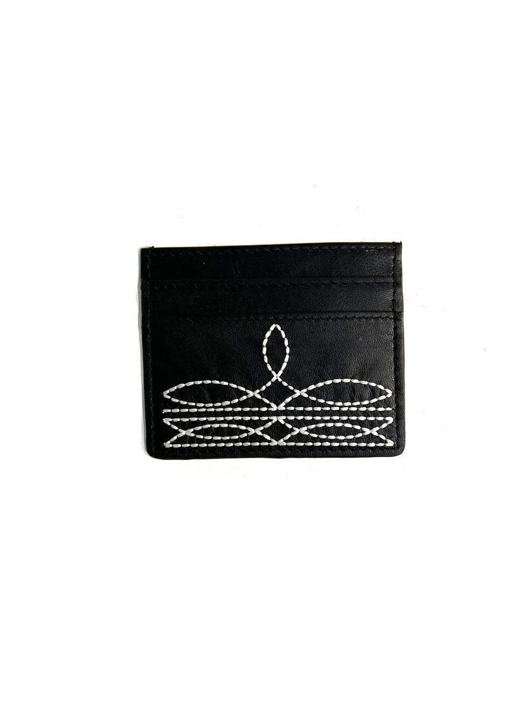 WESTERN GENUINE LETHER BOOT STITCH CARD HOLDER: Black