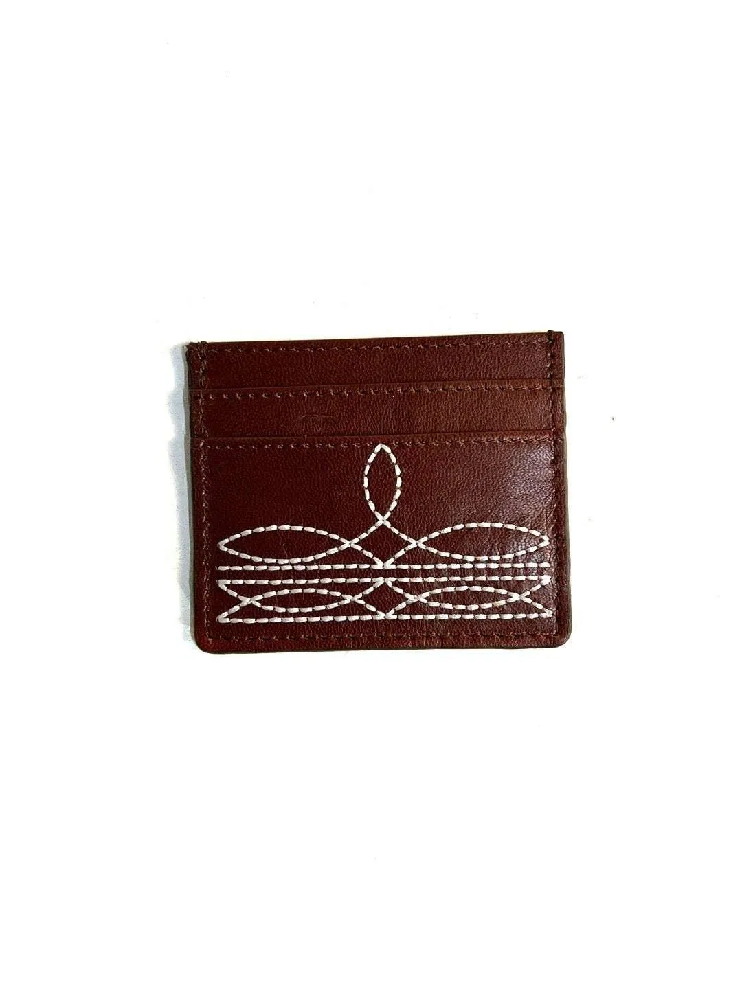 WESTERN GENUINE LETHER BOOT STITCH CARD HOLDER: Brown