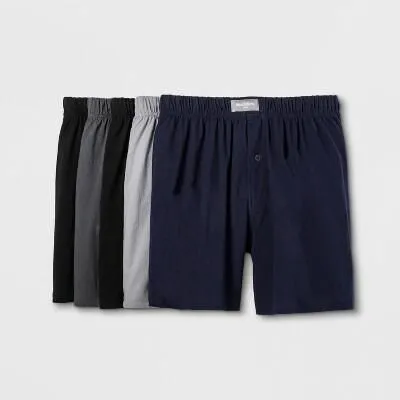 Men's Knit Boxers 5pk - Goodfellow & Co™ Black/Gray/Navy M Mid Rise, Fly Button