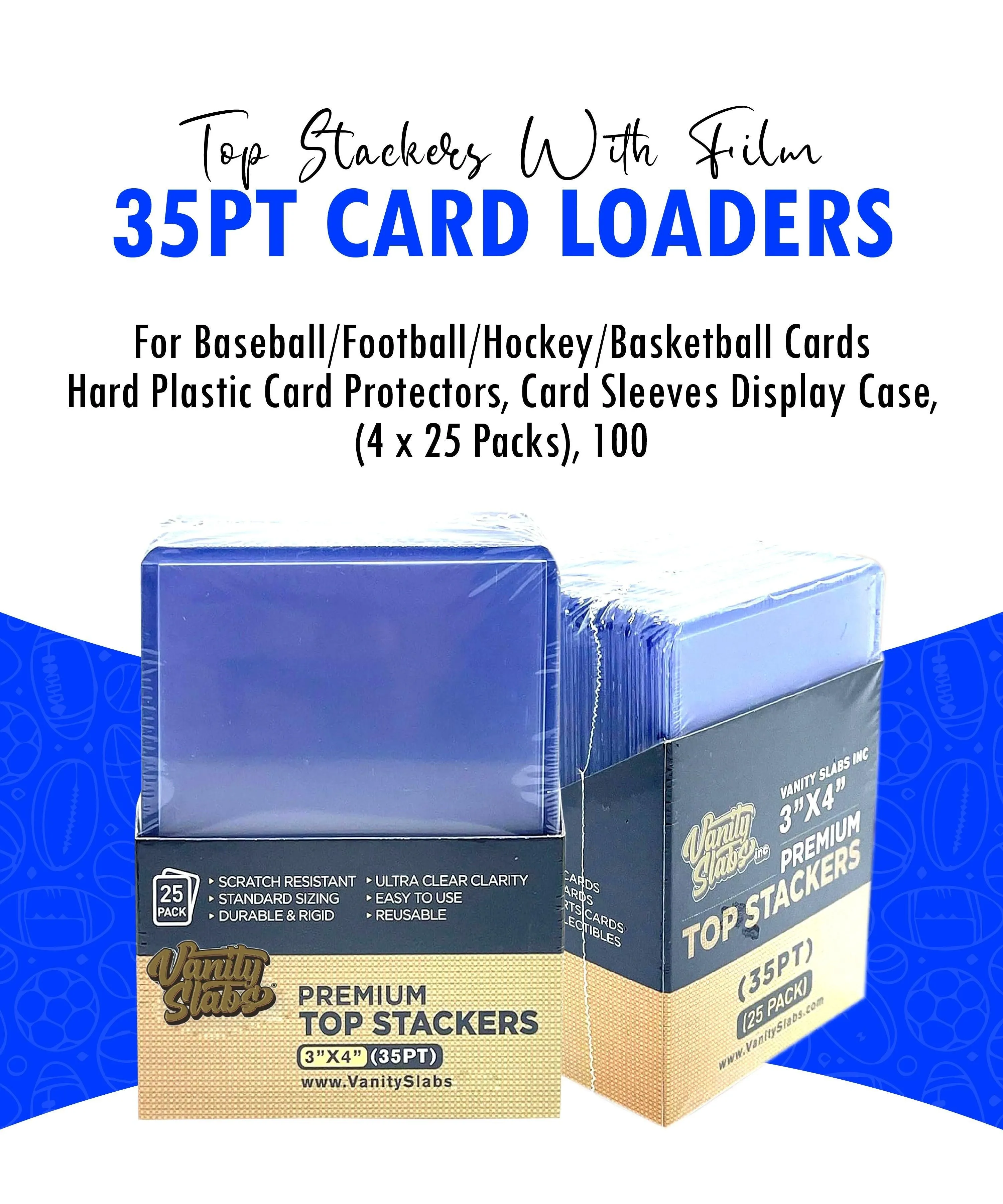 Vanity Slabs 3" x 4" Clear Premium Top Stackers for Standard Sized Cards (25 Pack)