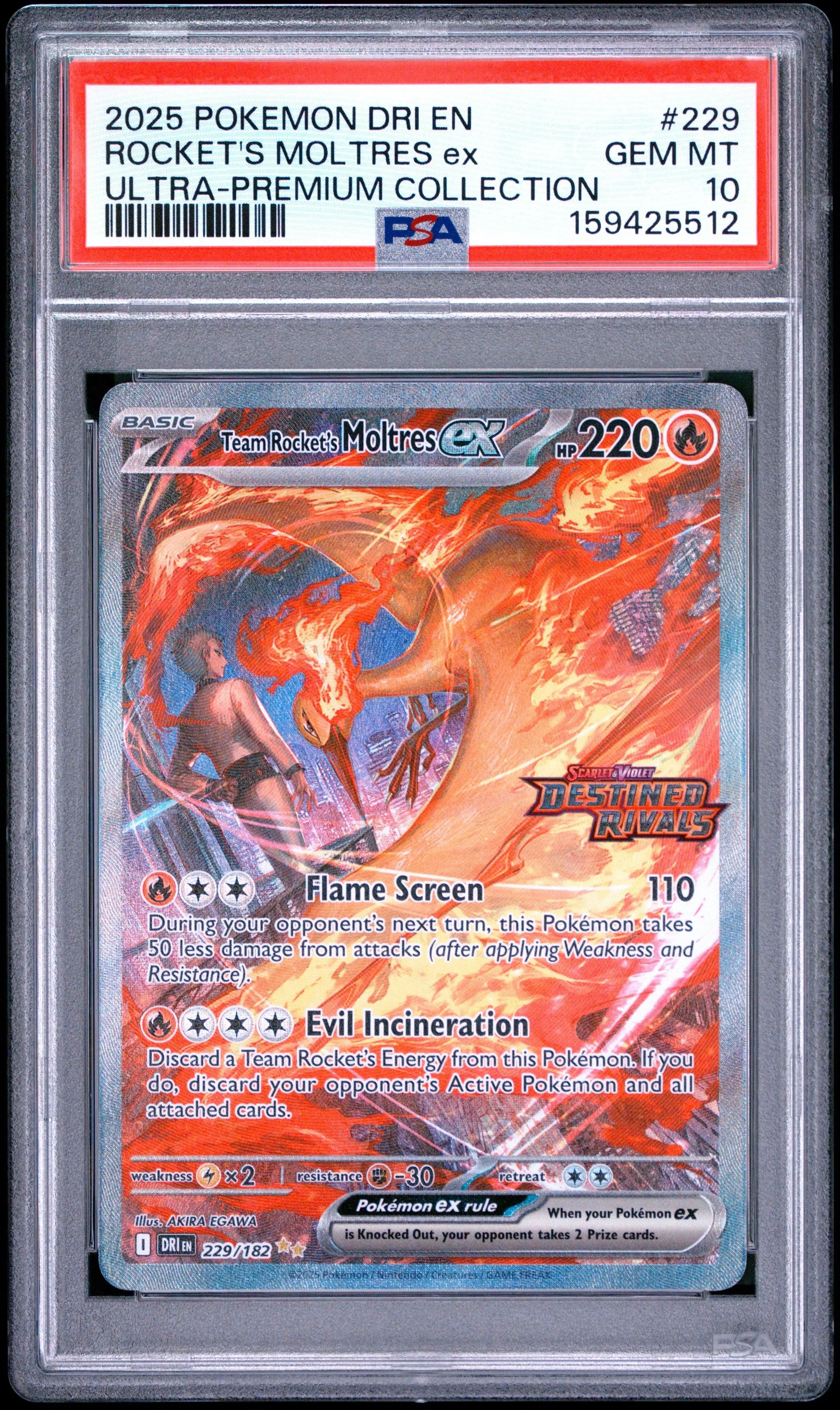 PSA 10 Team Rocket's Moltres ex 229/182 SIR Ultra-Premium Collection Stamped Promo