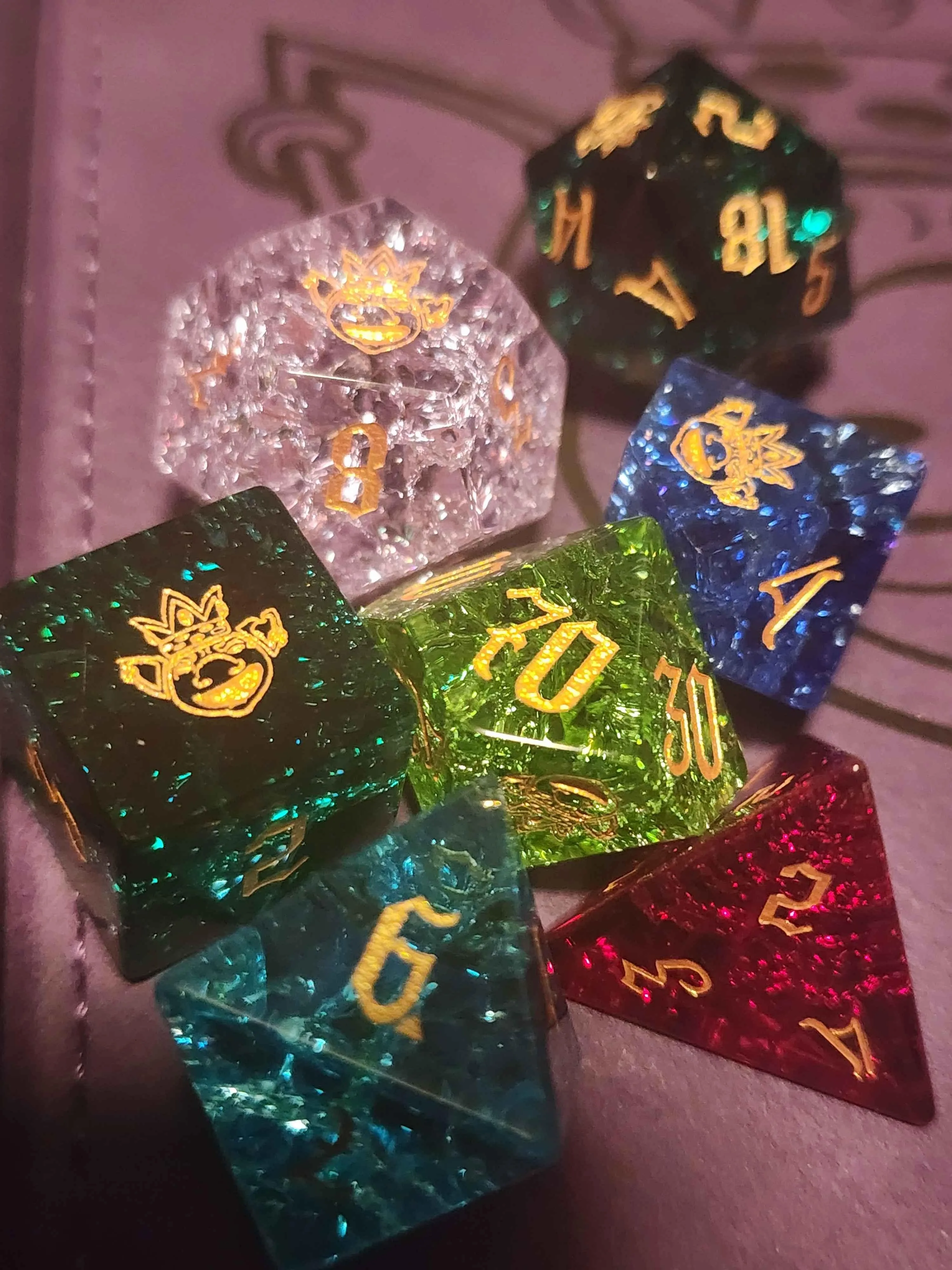 Loot Goblin Luxury K9 Glass RPG Dice Set with Box!