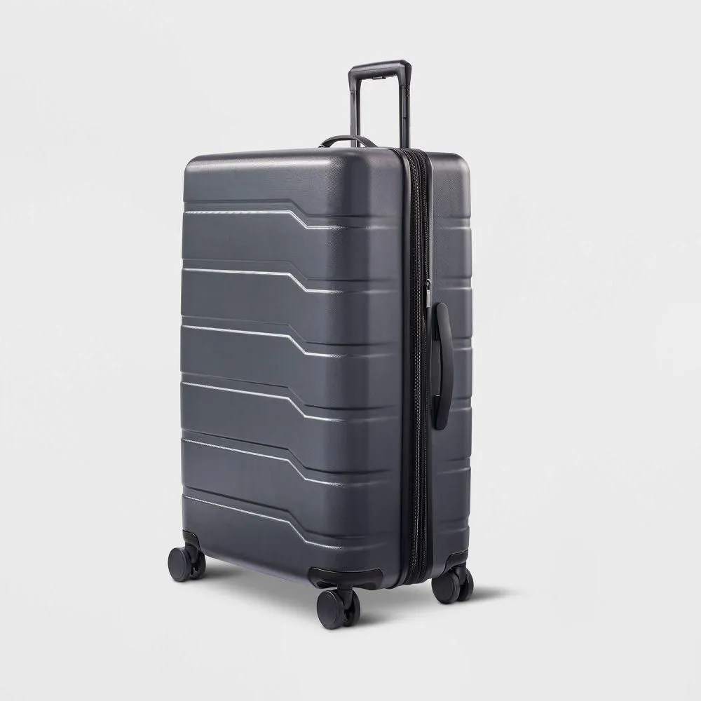 New Without Tags - Size: 30.12(H) x 19.75(W) x 12(D) in - Open Story Hardside Large Checked Luggage Hardshell Spinner Suitcase Gray