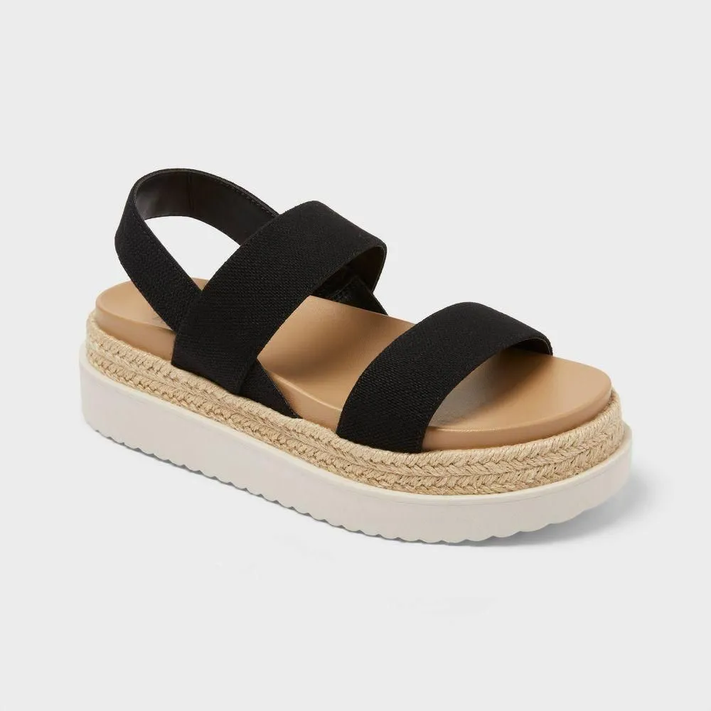 New without Tags - Women’s Elliot Sandals with Memory Foam Insole - Wild Fable Black 5.5