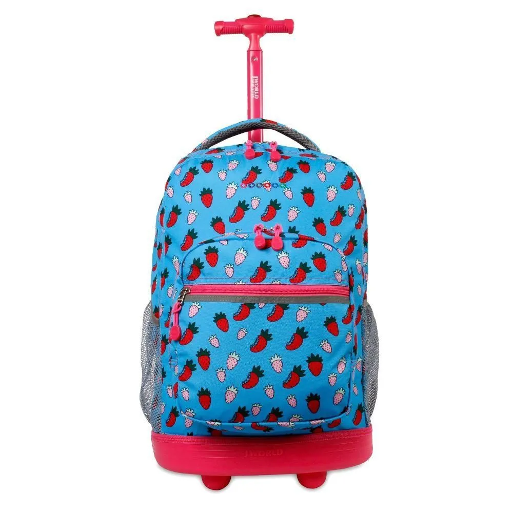New Without Tags - J World Sunrise 18" Rolling Backpack - Strawberry