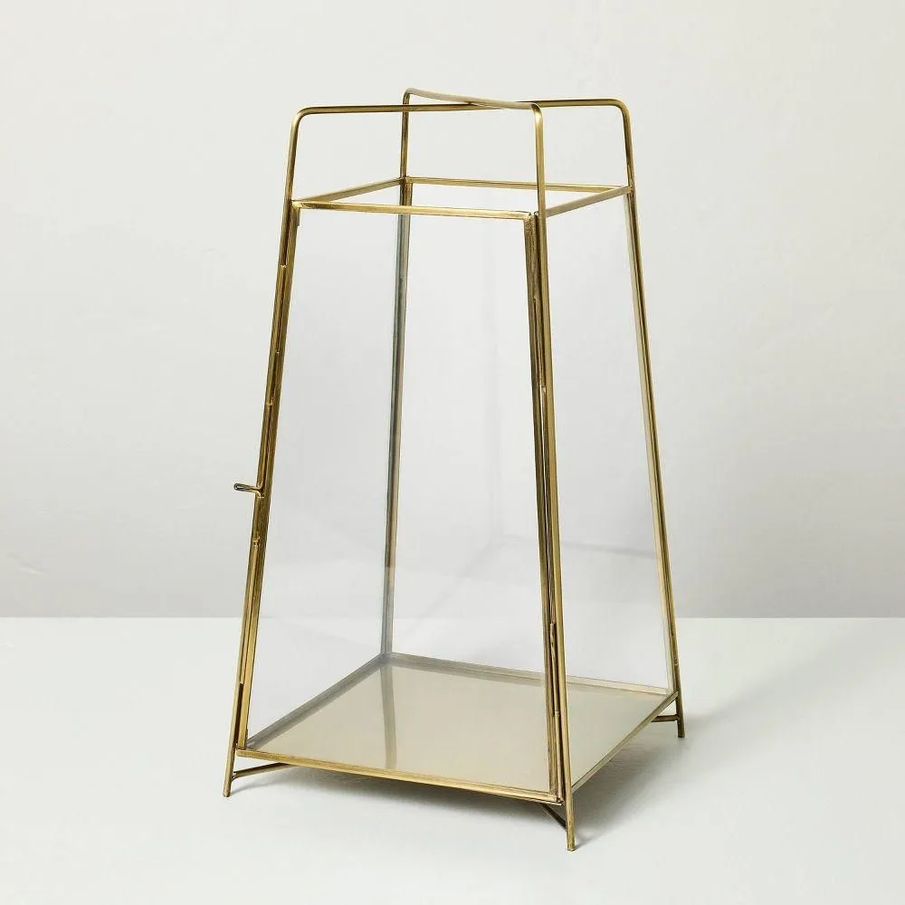New without box - 14" Brass Finish Lantern Small - Hearth & Hand with Magnolia