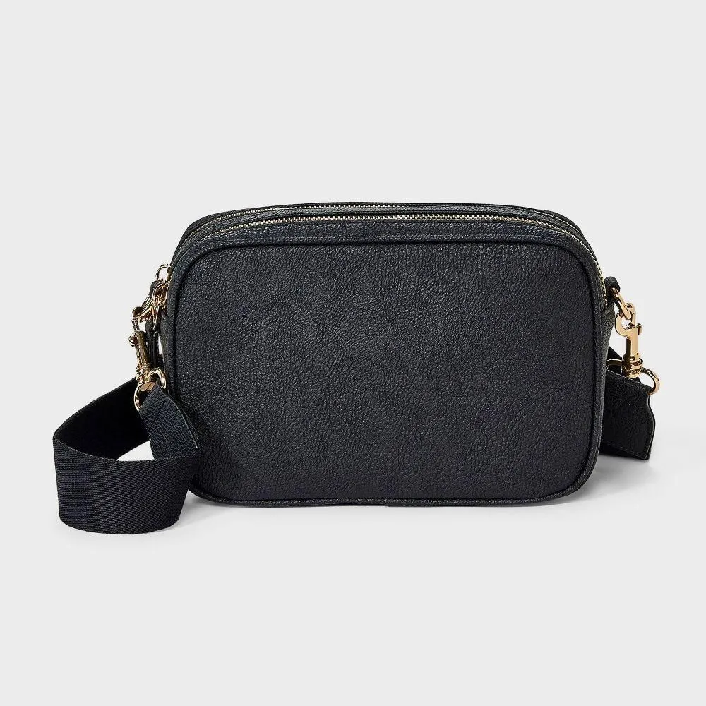 New Without Tags - Size: One Size - Double Zip Camera Crossbody Handbag - Universal Thread Black