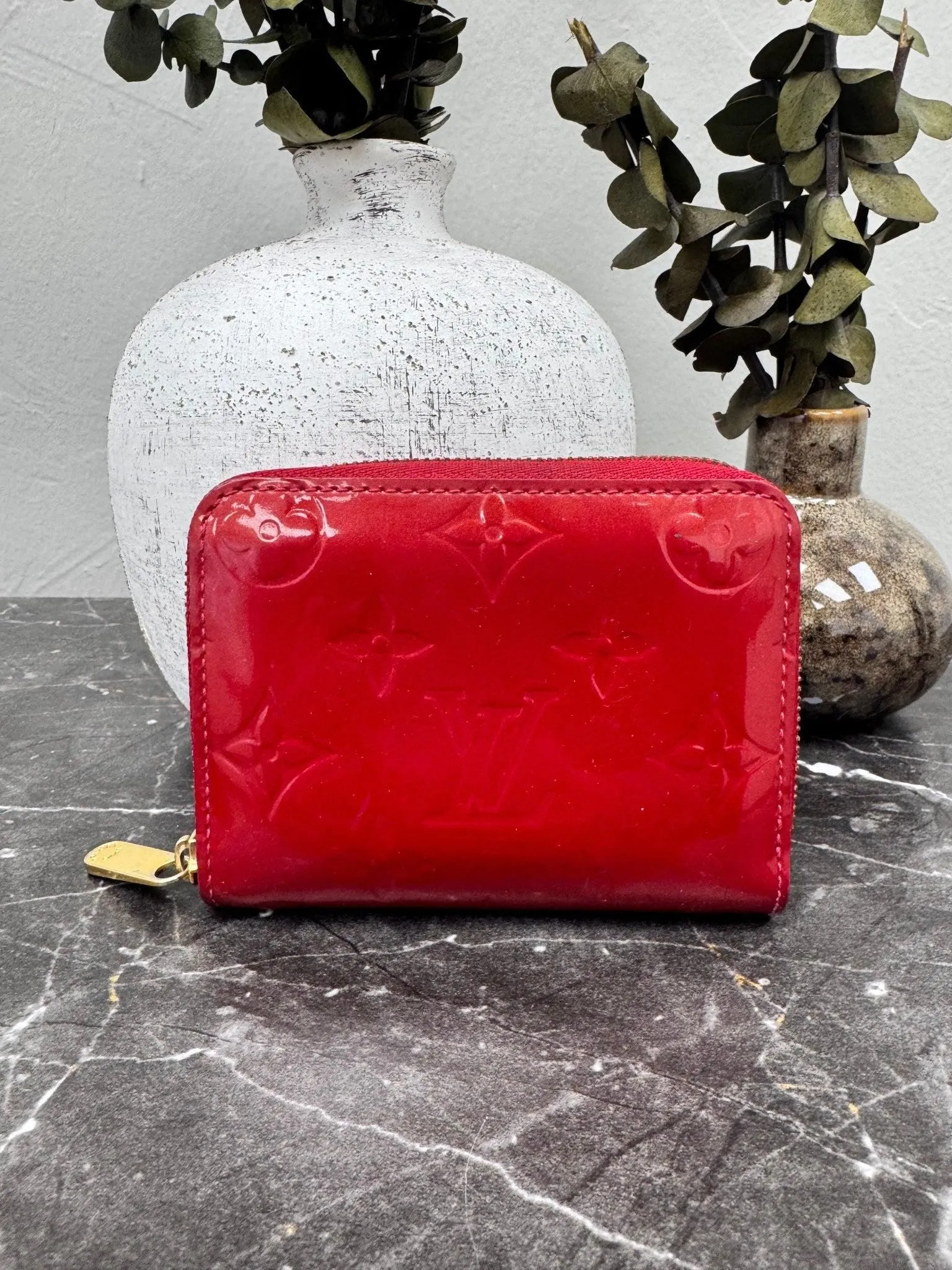 Louis Vuitton Red Vernis Compact Zippy