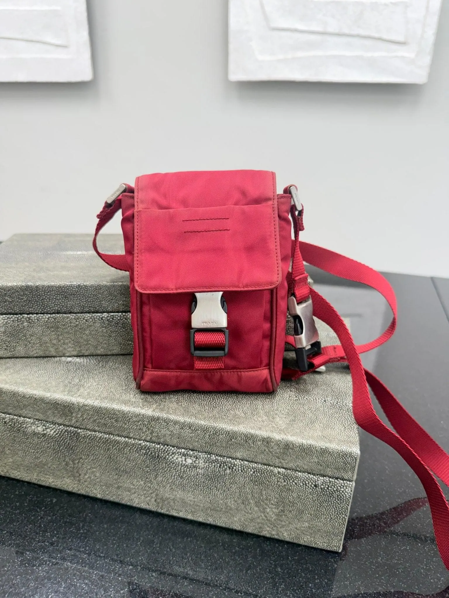 Prada Red Nylon Mini Crossbody Bag