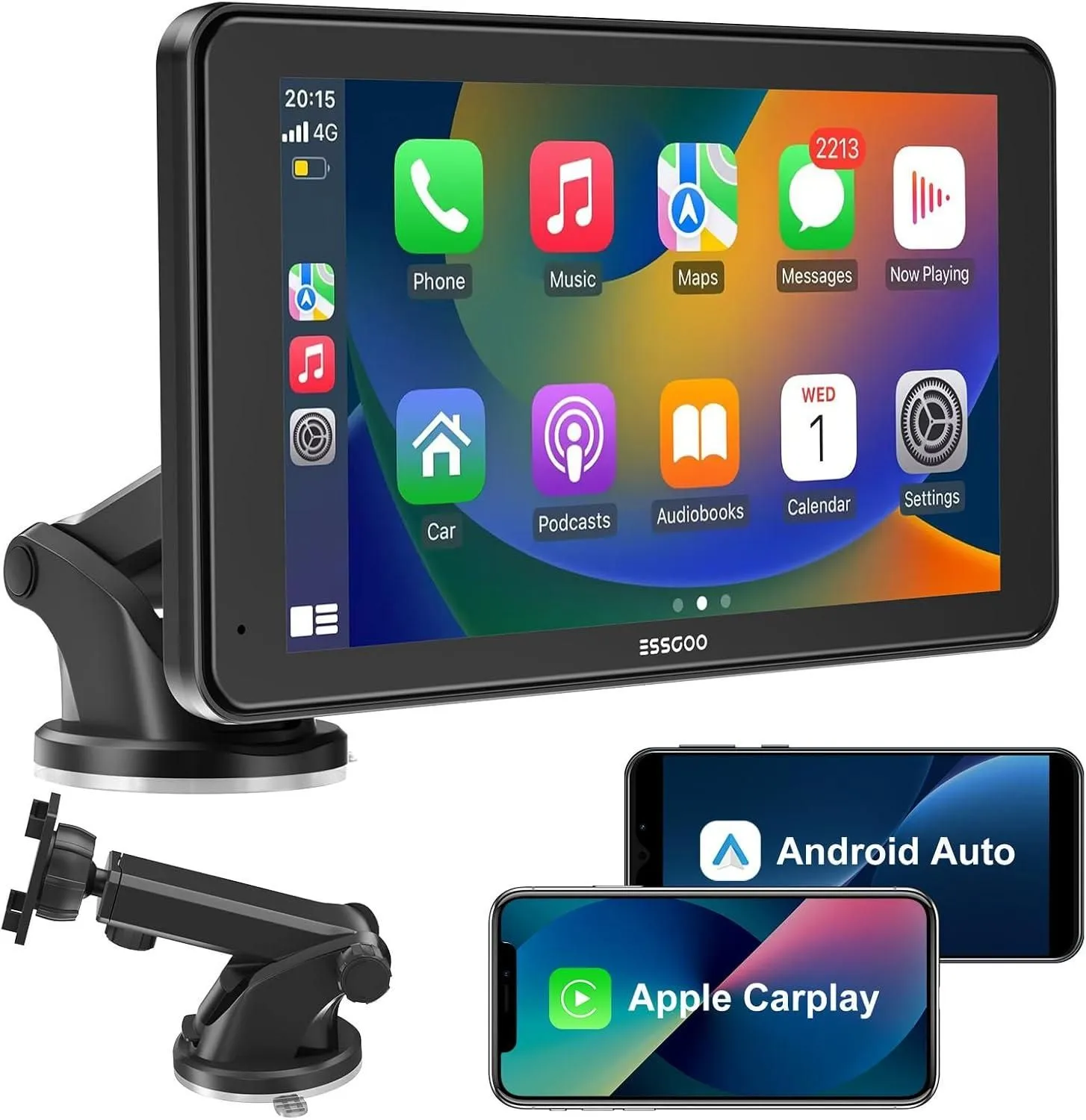 Essgoo Autoestareo 7in Portatil Con Android Auto Y Carplay