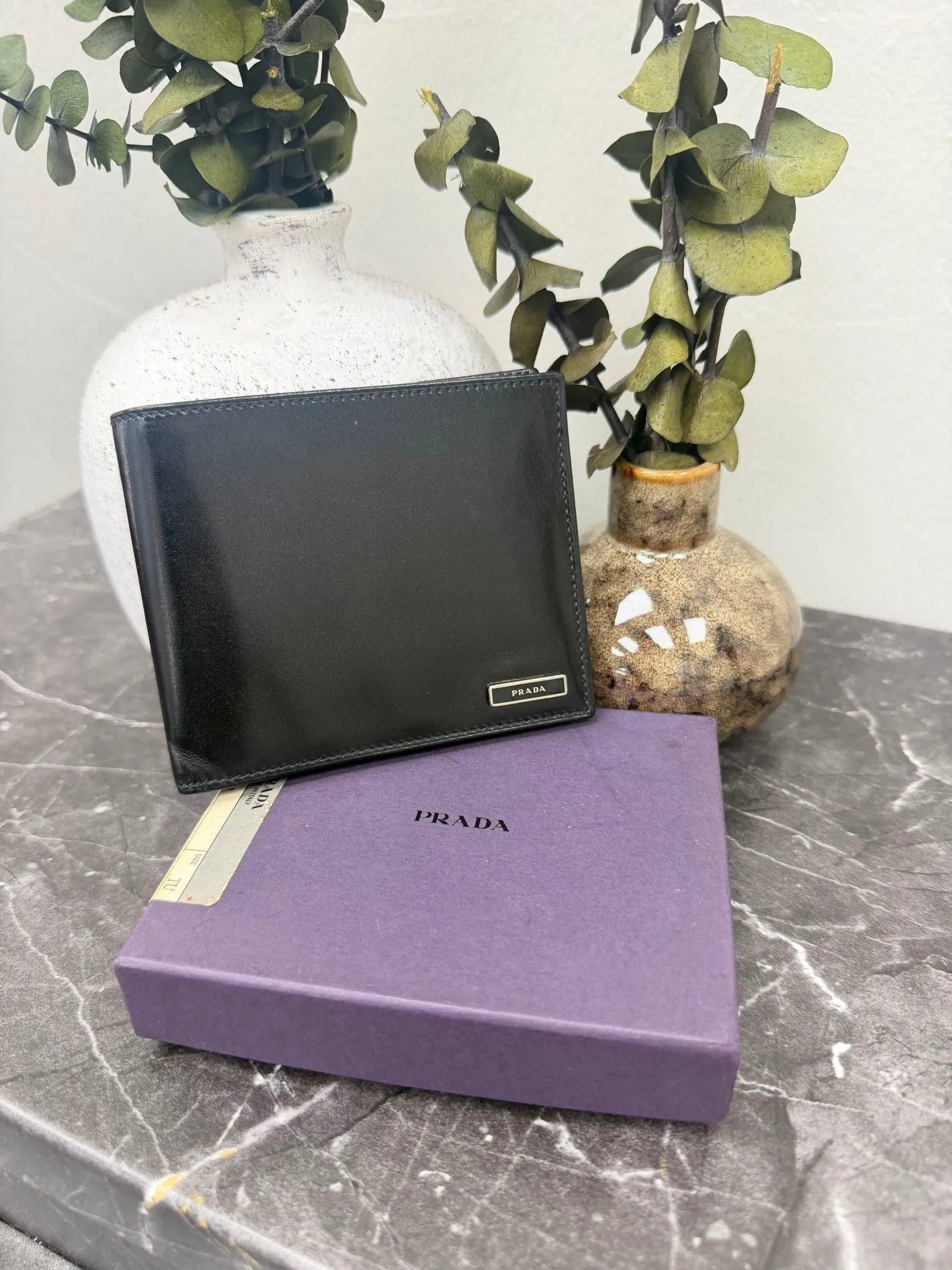 Prada Black Leather Bifold Wallet
