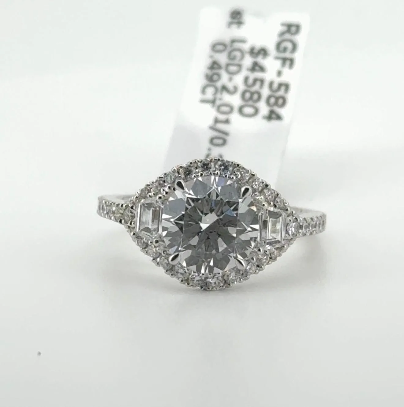 2.01ct Round E VS1 Excellent Cut Lab Diamond 14kt White Gold Ring RGF-584