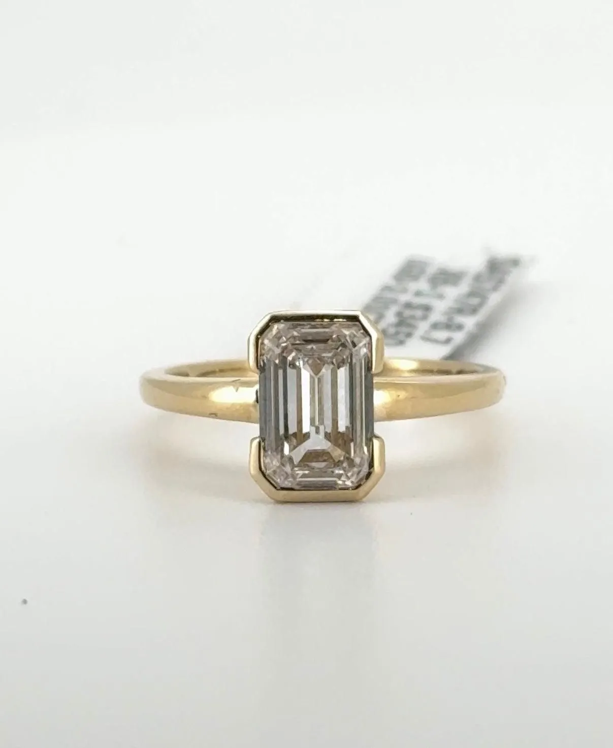 2.01ct Emerald D VVS2 Lab Diamond 14kt Yellow Gold Ring SA5747R-8.7x6-1
