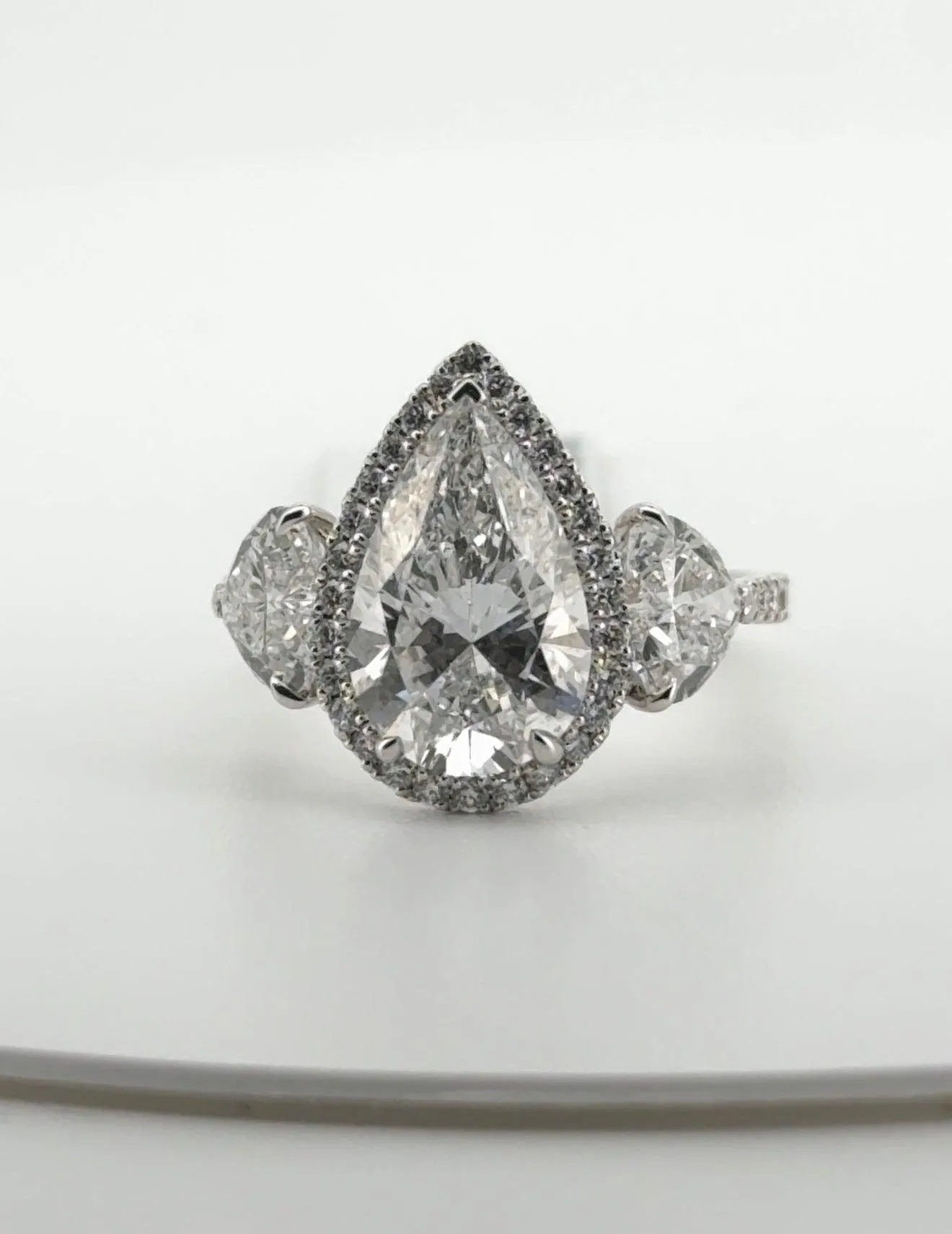 3.05ct Pear D VS1 Lab Diamond 14kt White Gold Ring RGF-318