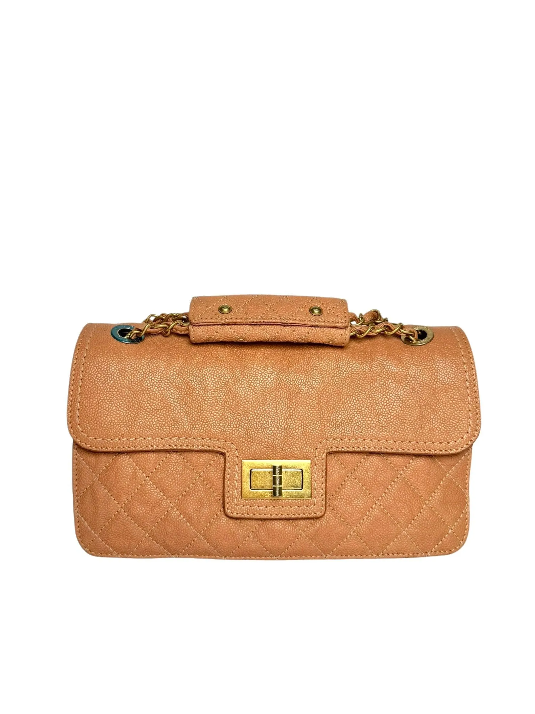 Chanel 2.55 Peach Caviar Medium Flap GHW