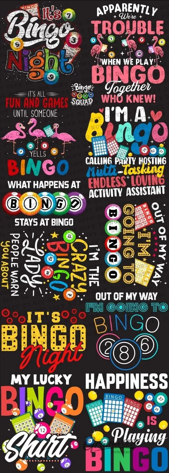 #2 – BINGO THEME DTF Gang Sheet – 22x60