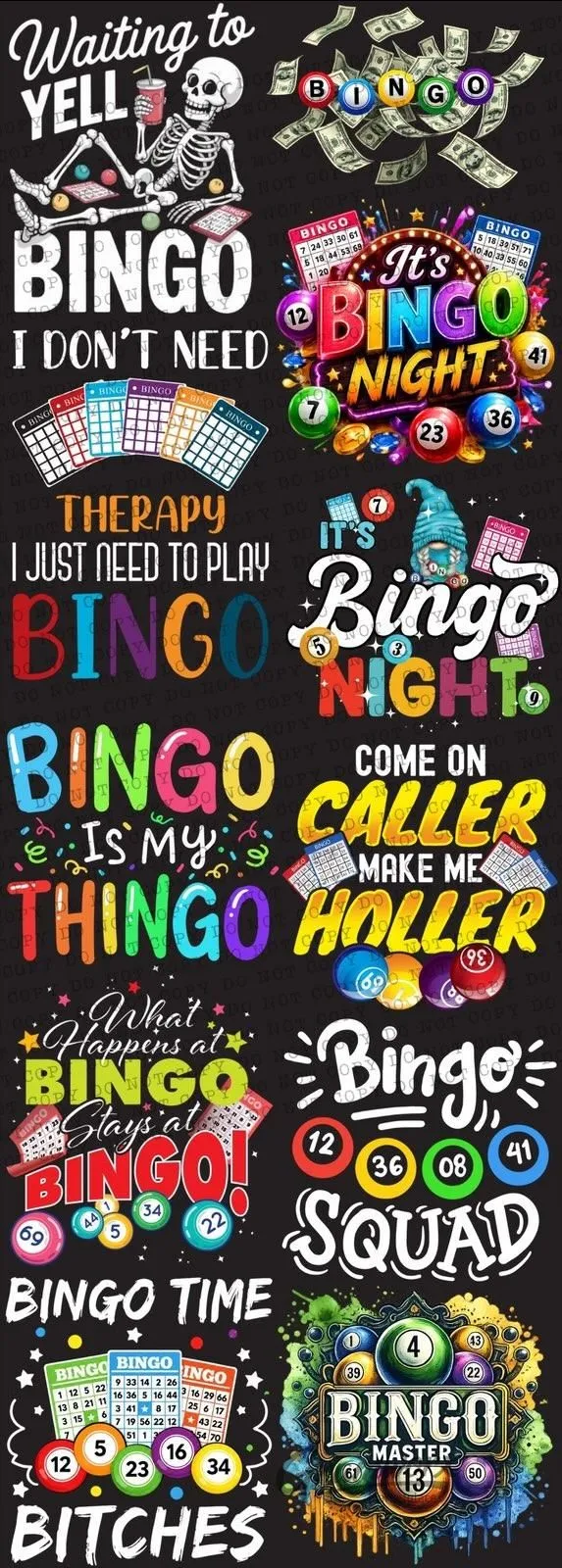 #1 – BINGO THEME DTF Gang Sheet – 22x60