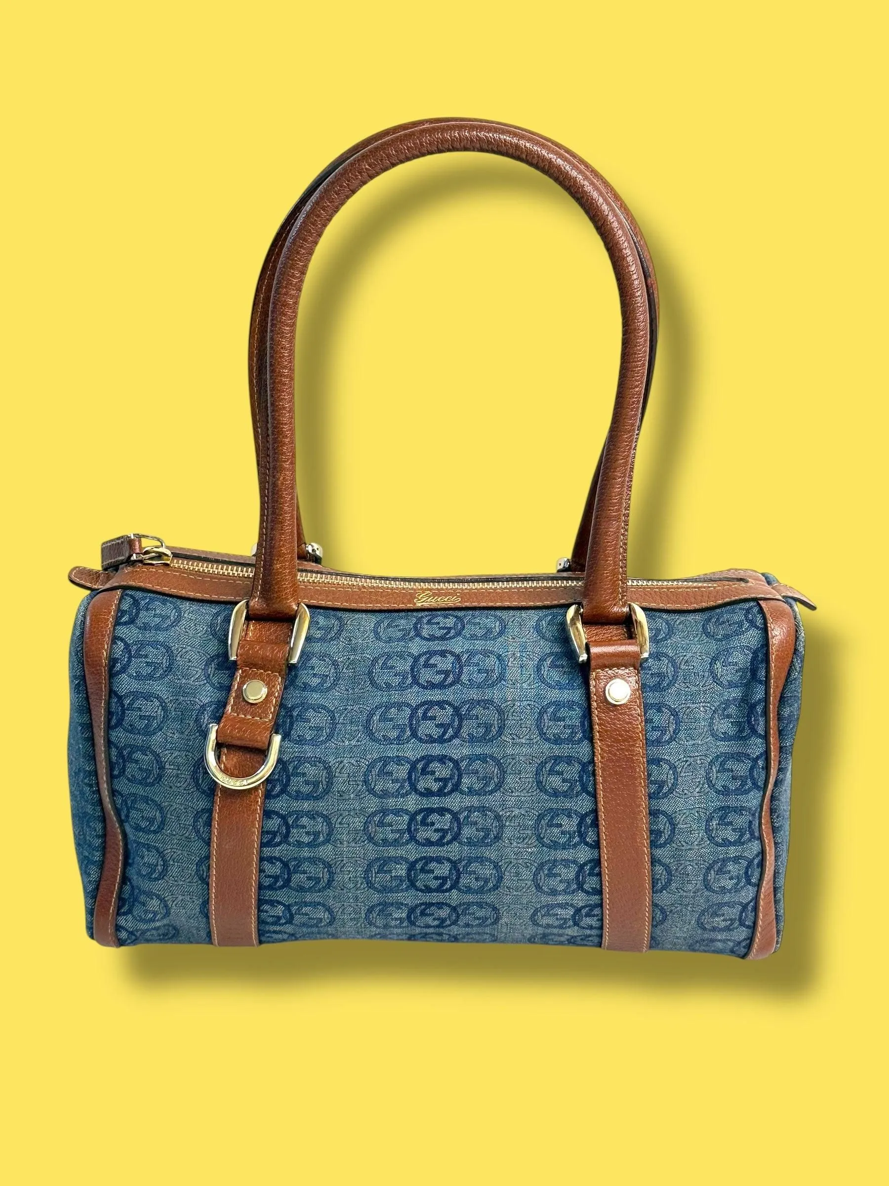 TBC187 GUCCI Denim Boston Bag 30