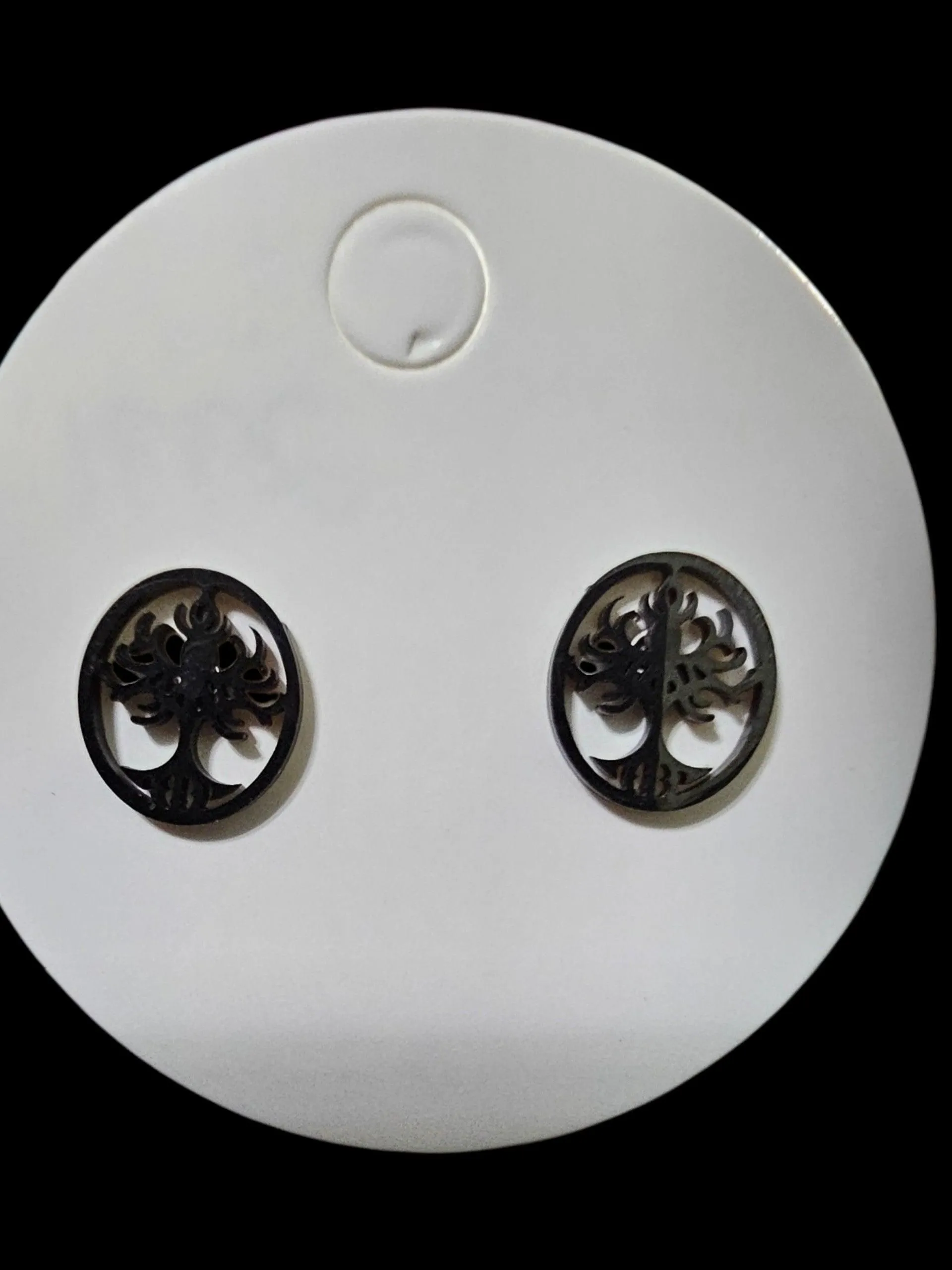 2971 Black Tree of Life Stud Earrings