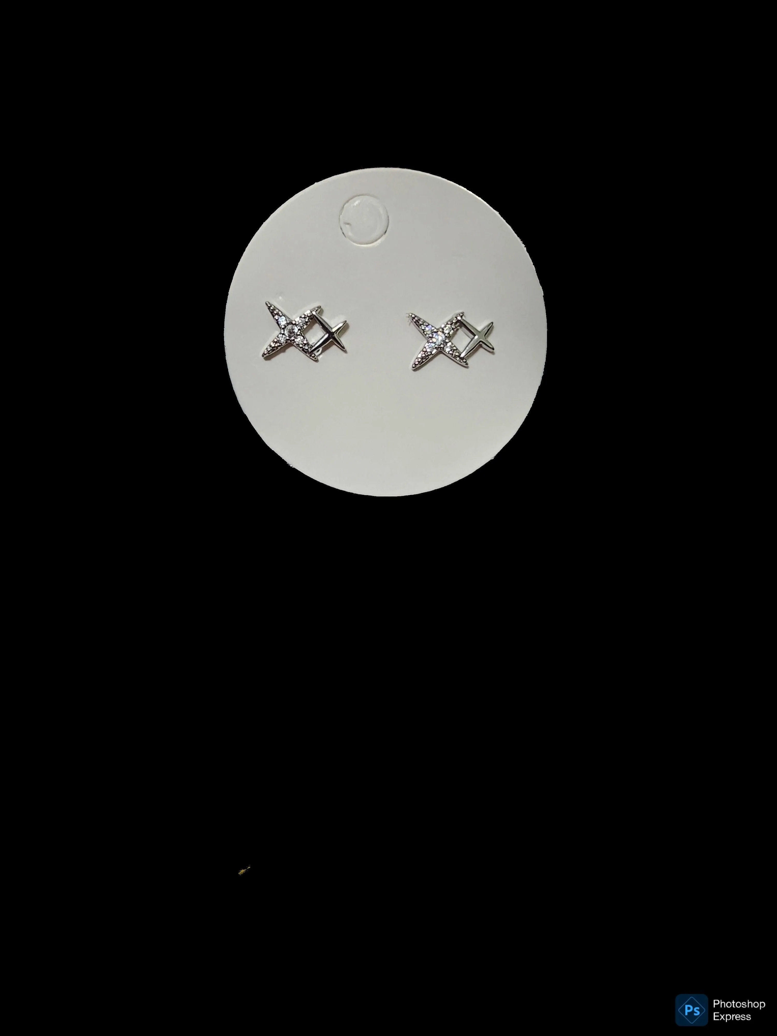 2972 Silver Bling Stars Stud Earrings