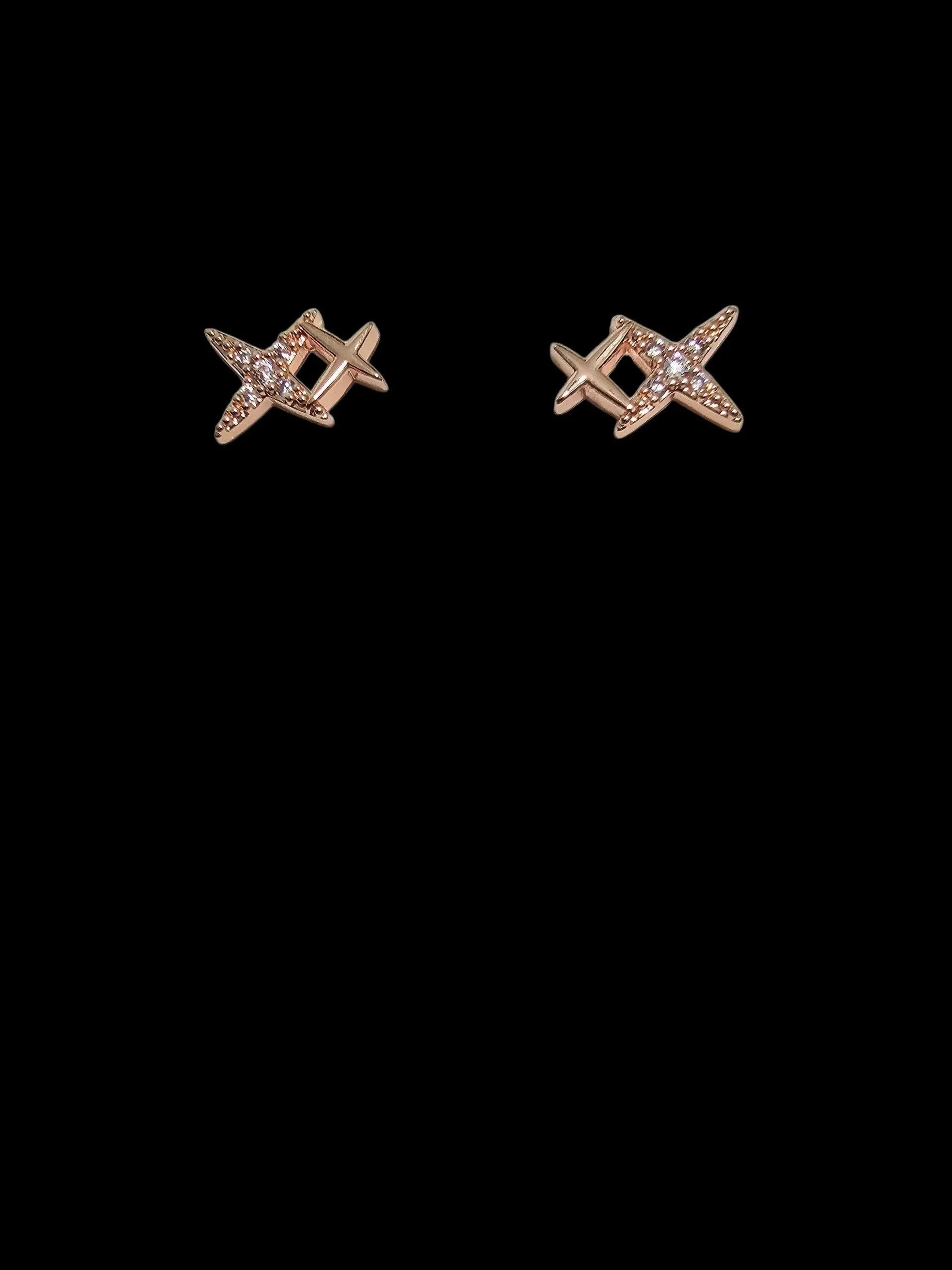 2974 Rosegold Bling Stars Stud Earrings