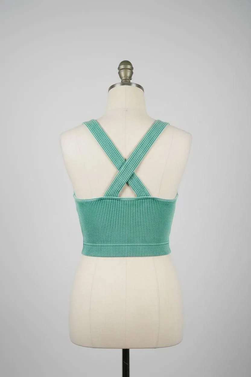Zenana Ribbed Mineral Washed Cropped Brami