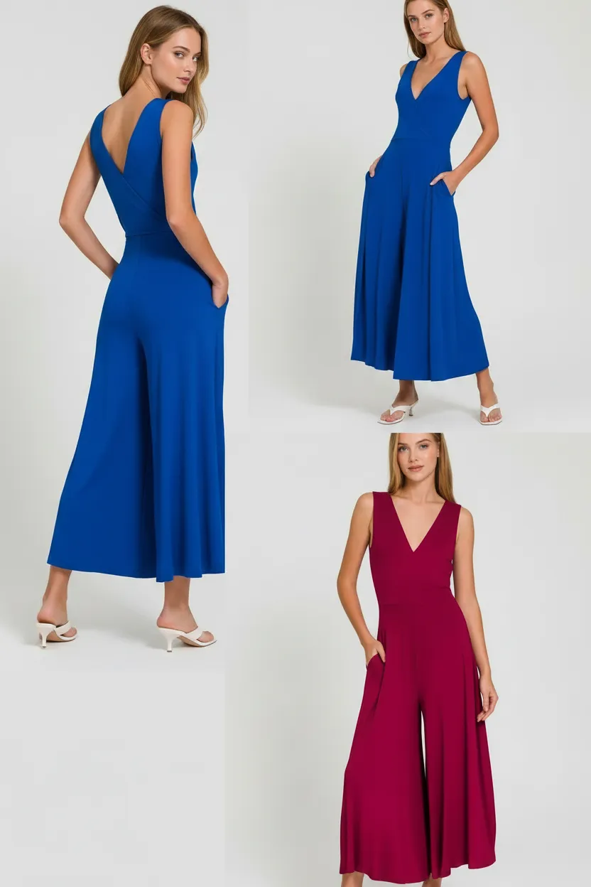 Zenana Surplice Neckline Jumpsuit