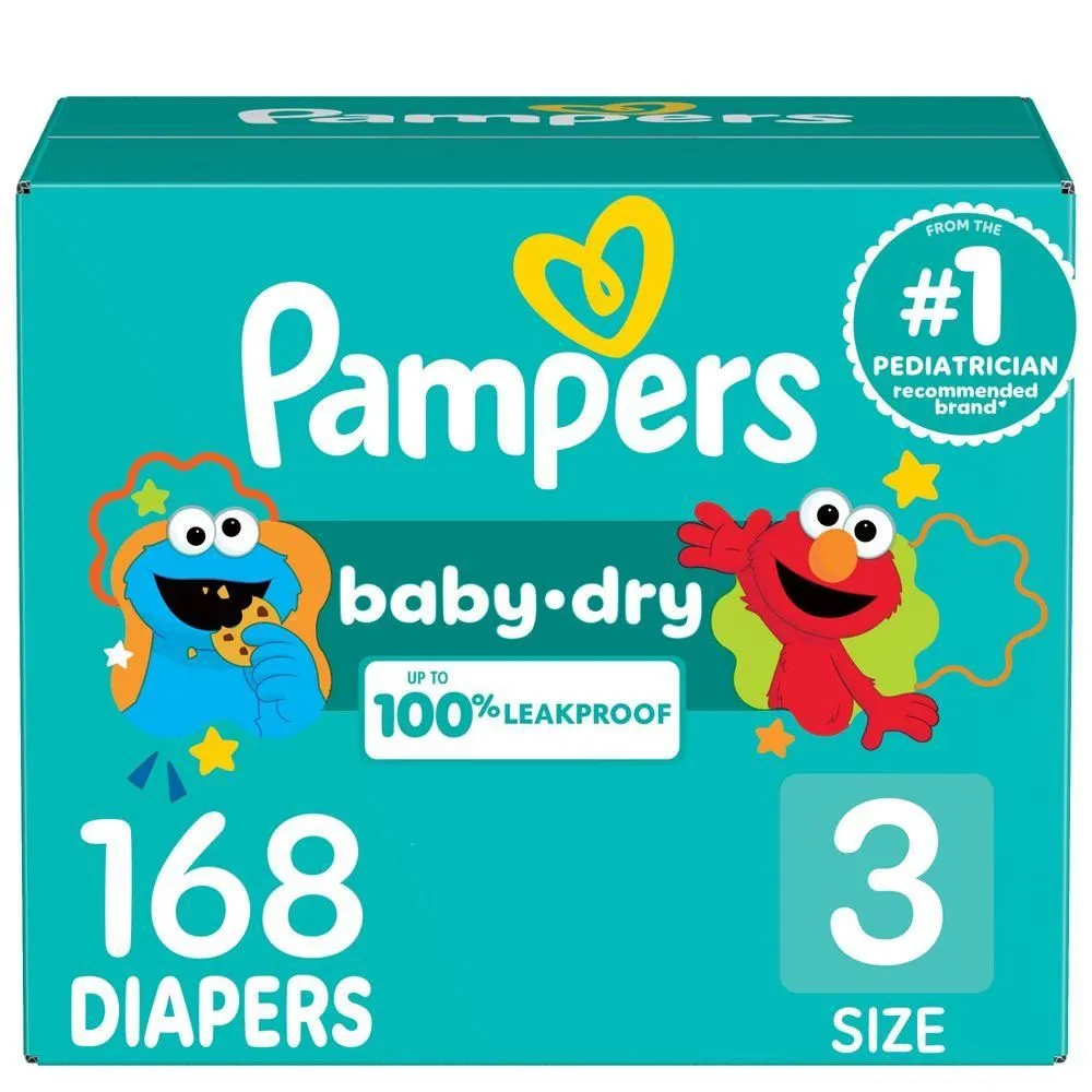 New without Tags - Pampers Baby Dry Diapers Pack Size 3 - 168ct