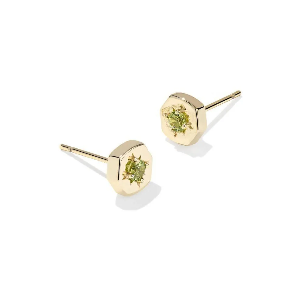 New - Kendra Scott Riley Stud Earrings - Gold/Peridot