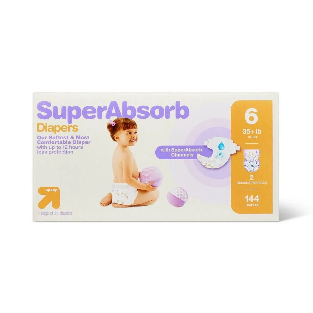 New without Tags - Disposable Diapers Economy Pack - Size 6 - 144ct - up &