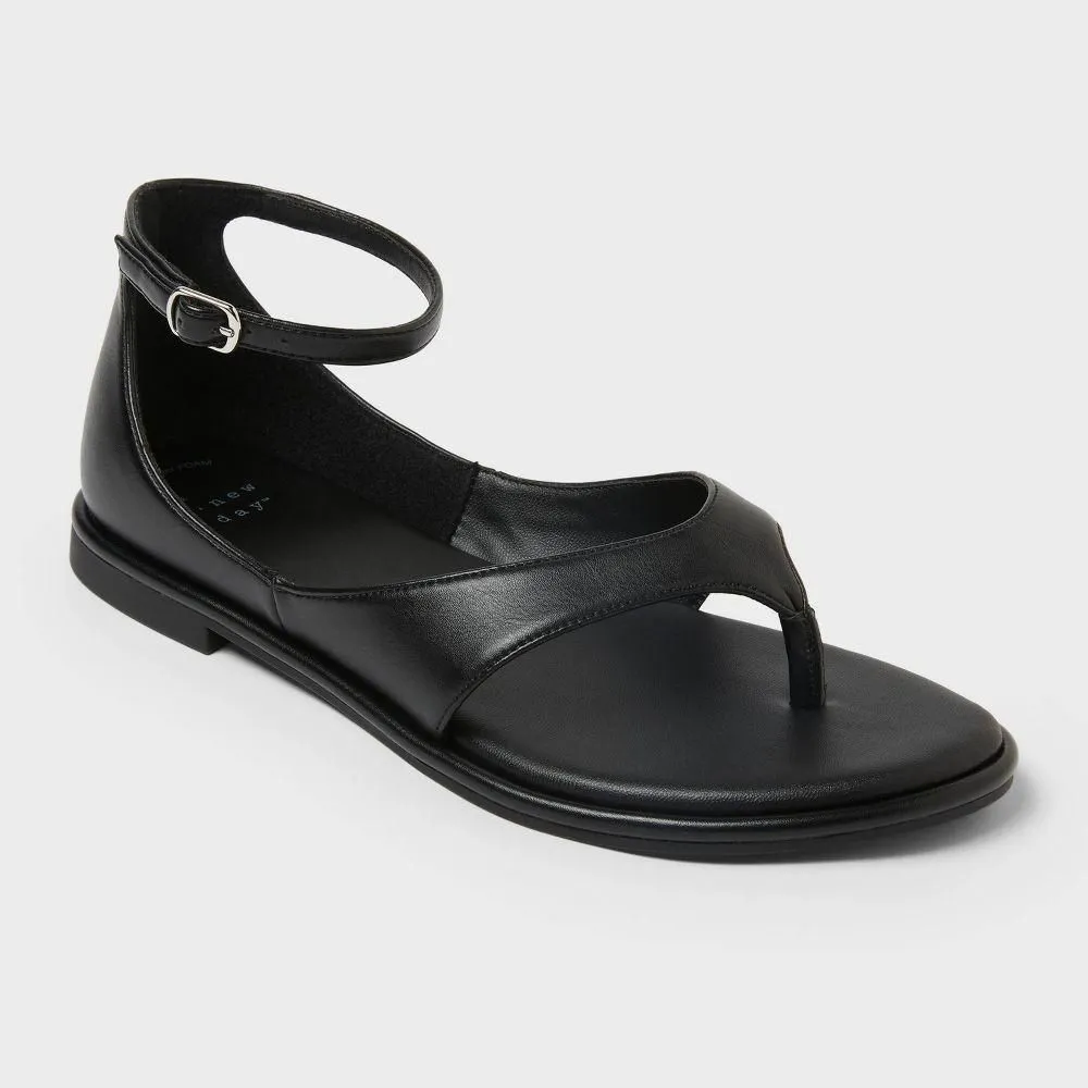 New without Tags - Women's Soren Ankle Strap Sandals - A New Day Black 5.5