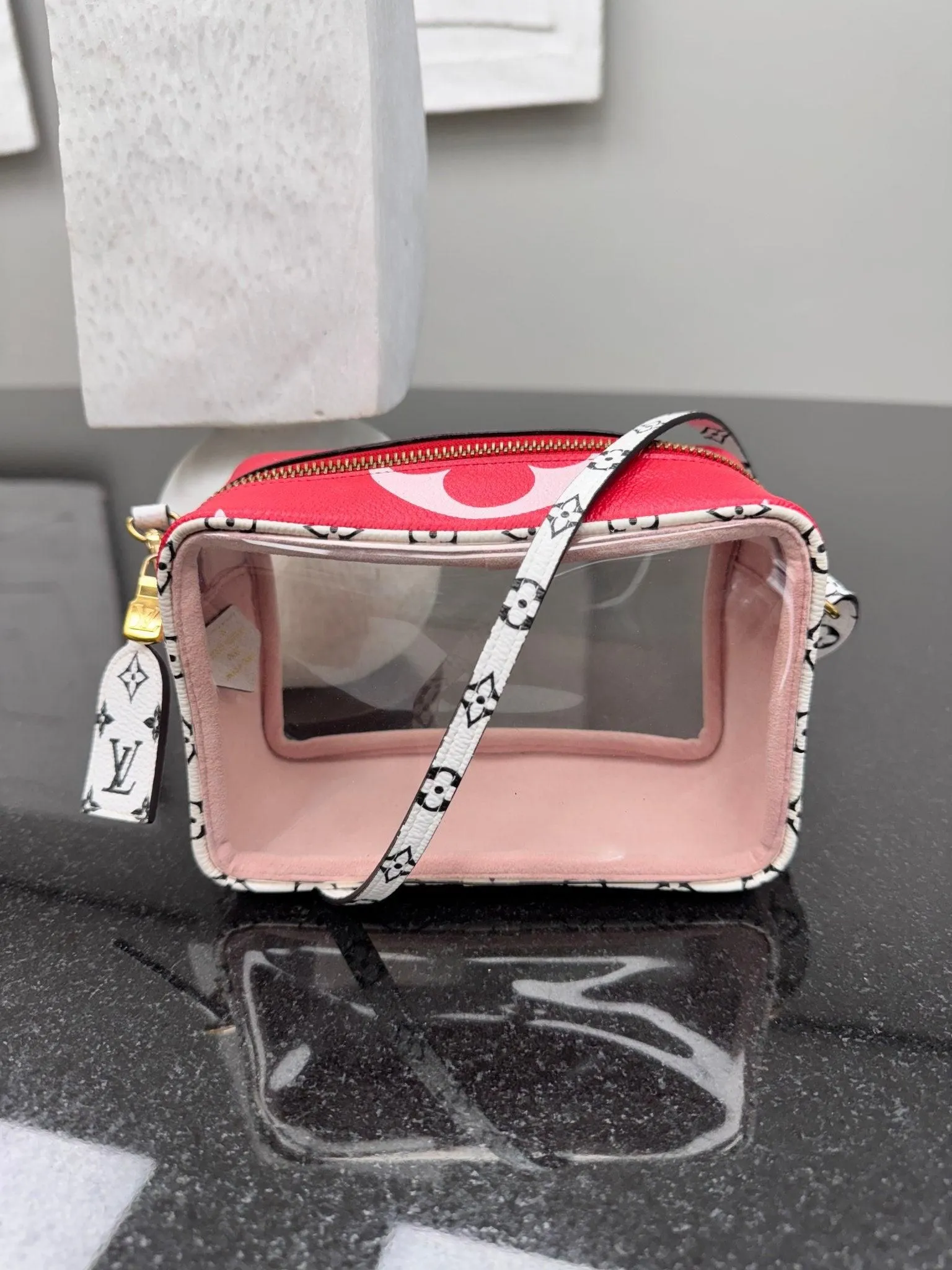 Louis Vuitton Red And Pink Monogram Giant Beach Pouch