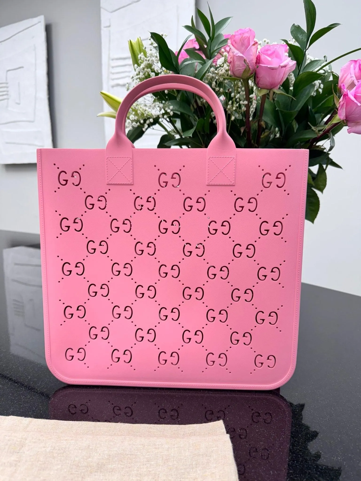 Gucci Pink GG Rubber Tote Bag
