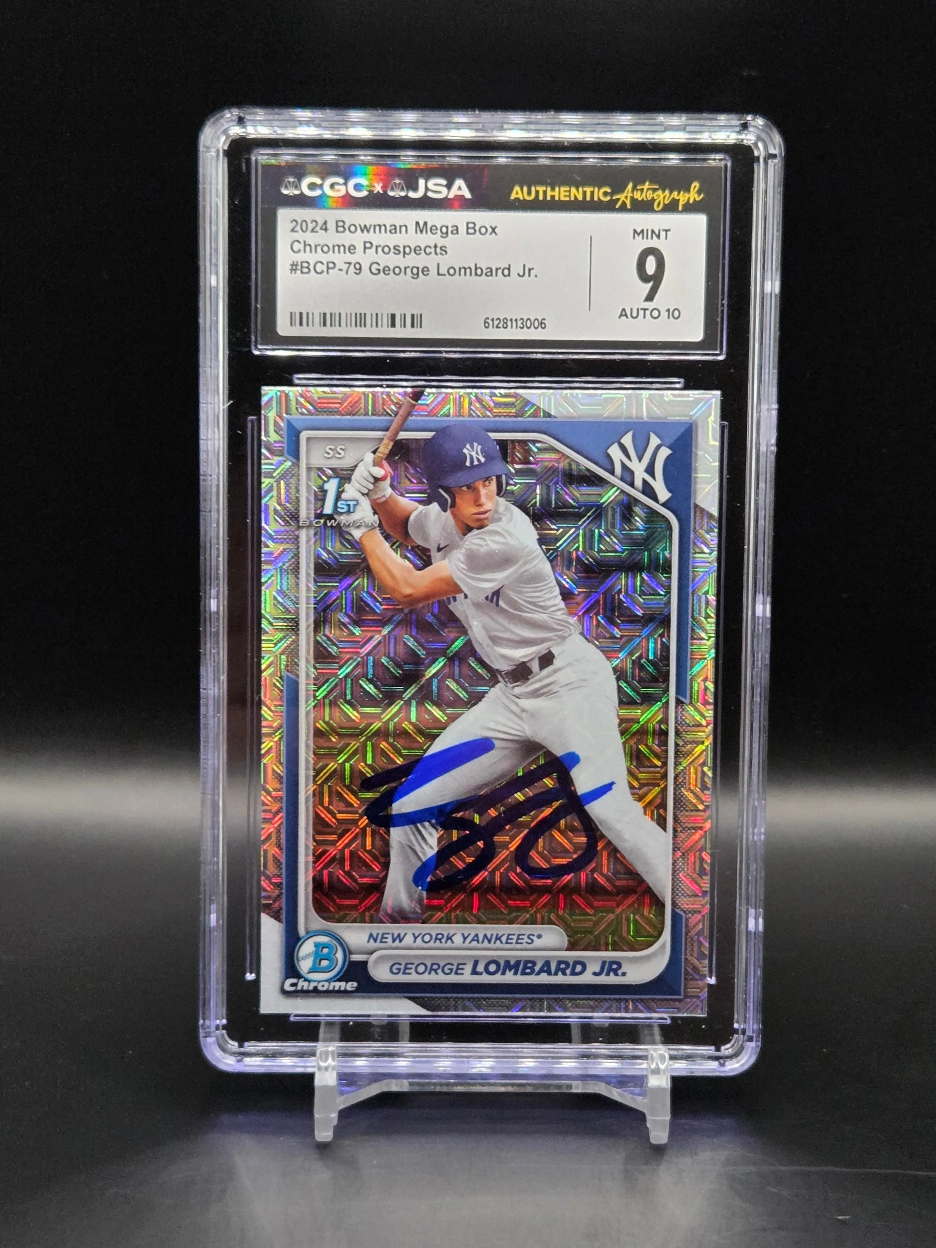 George Lombard Jr. 2024 Bowman Chrome Mojo (Mega Box) AUTO BCP-79 - CGC 9/JSA Auto 10