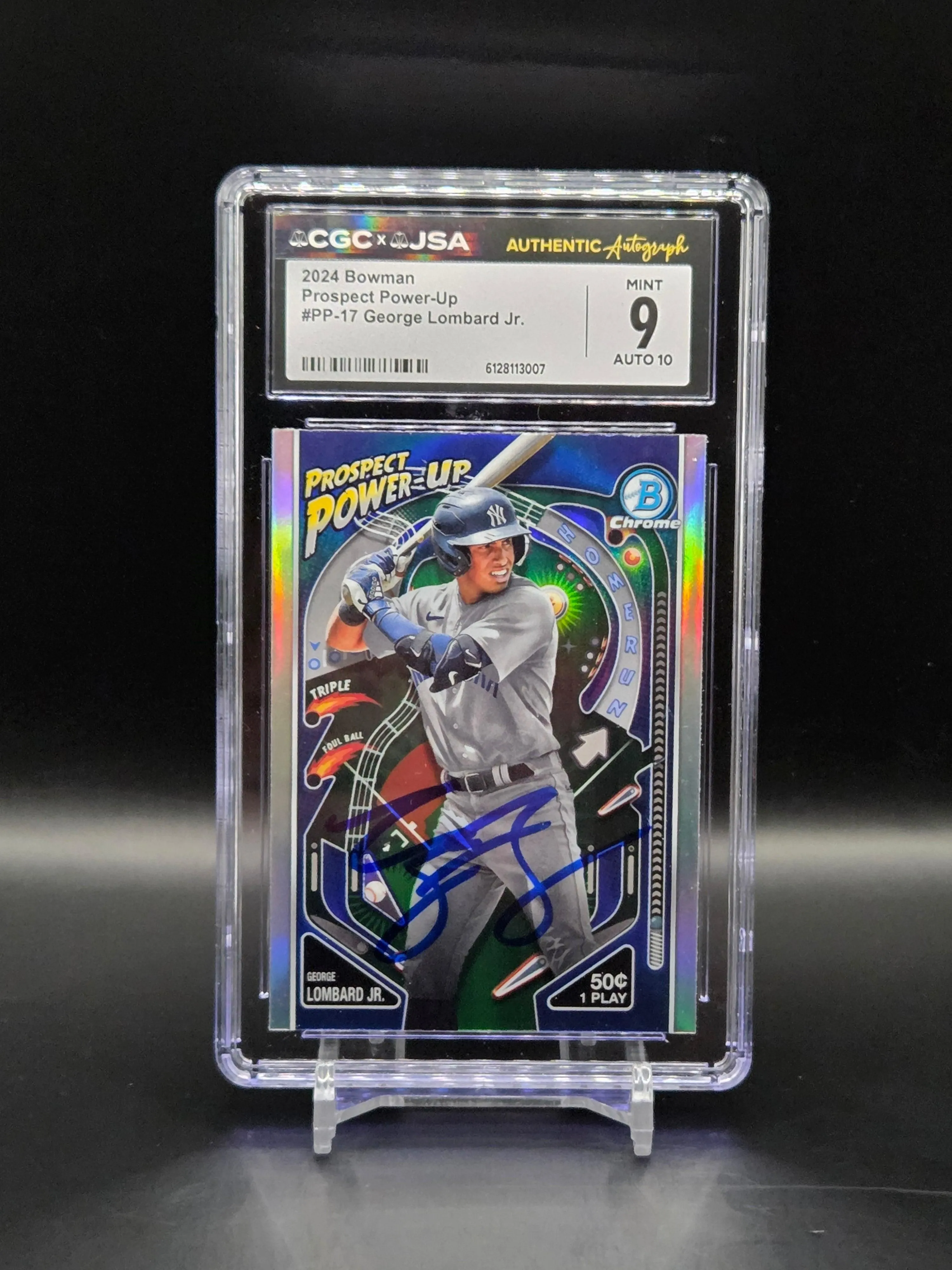 George Lombard Jr. 2024 Bowman Chrome Prospect Power Up AUTO PP-17 - CGC 9/JSA Auto 10 (Copy)