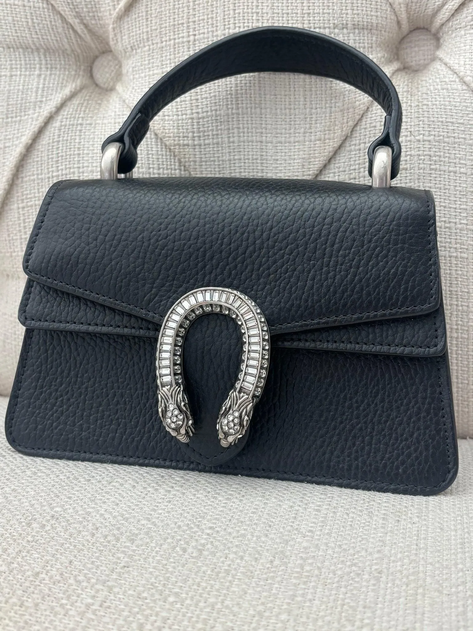 Dionysus Top Handle Bag Leather with Crystals Mini