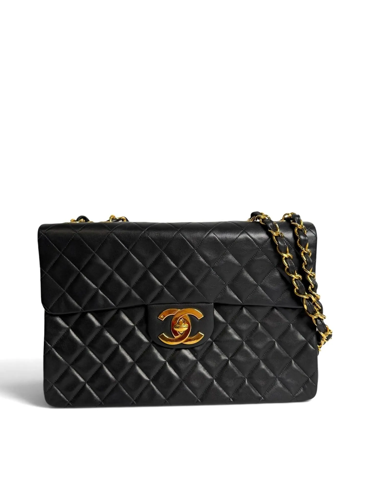 Chanel Vintage Maxi Black Lambskin 24k GHW