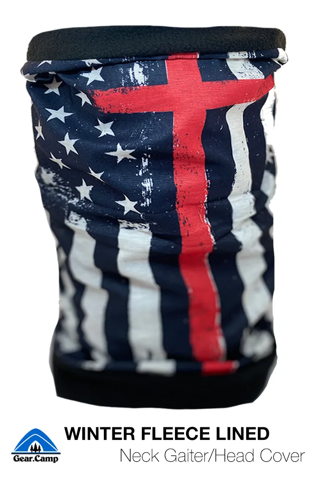 Fleece-Lined Thin Red Line Cross | Head/Neck Cover