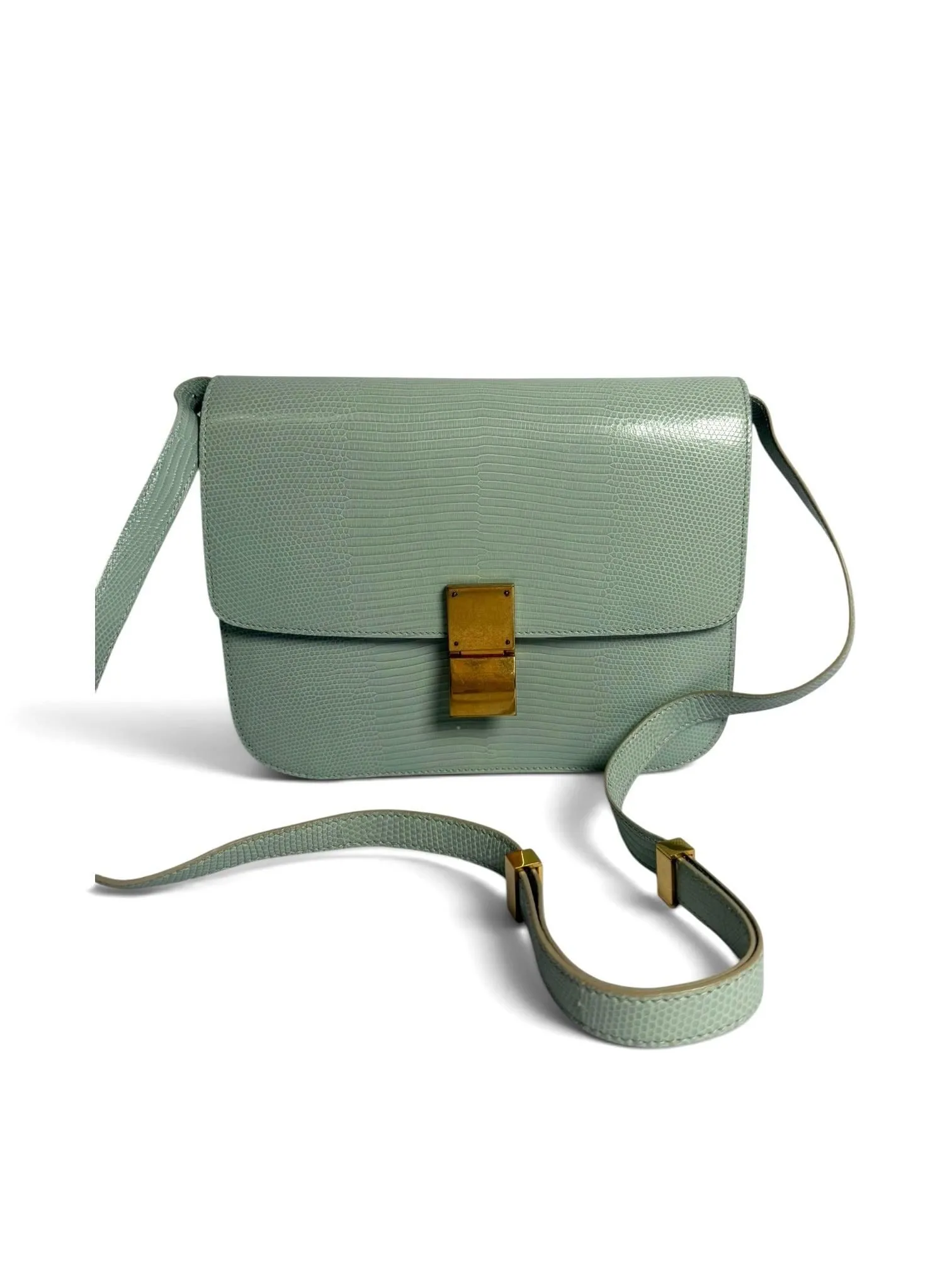 Celine Box Bag Blue Lizard