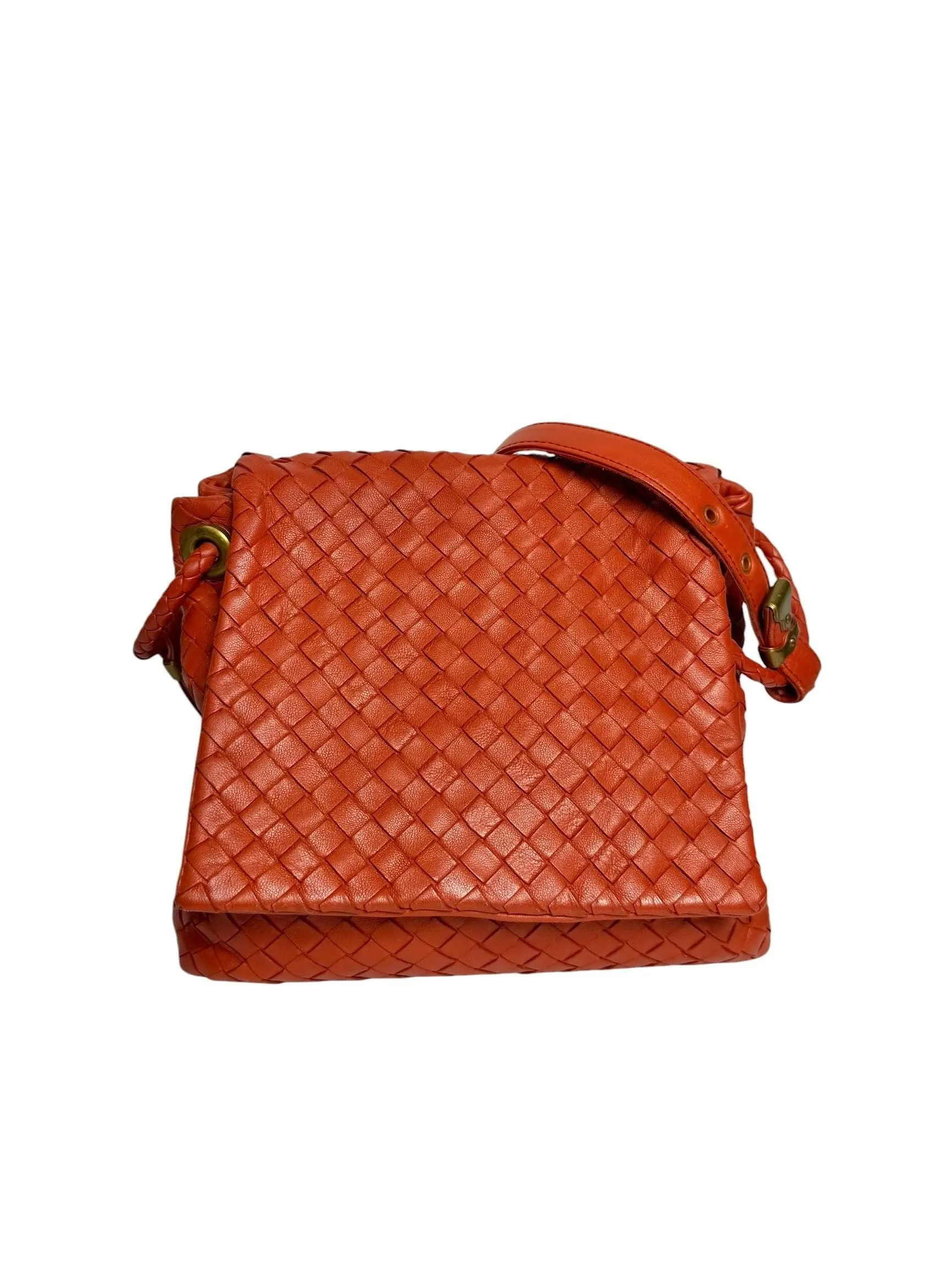 Bottega Veneta Red Woven Shoulder Bag